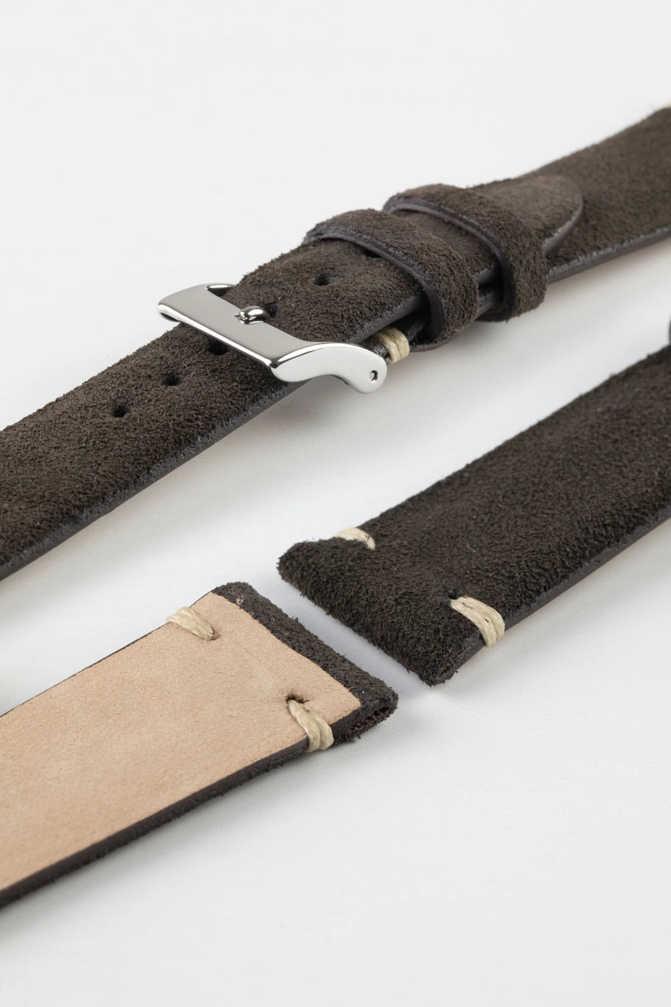JPM Italian Vintage Suede Leather Watch Strap in CHARCOAL - Image 7
