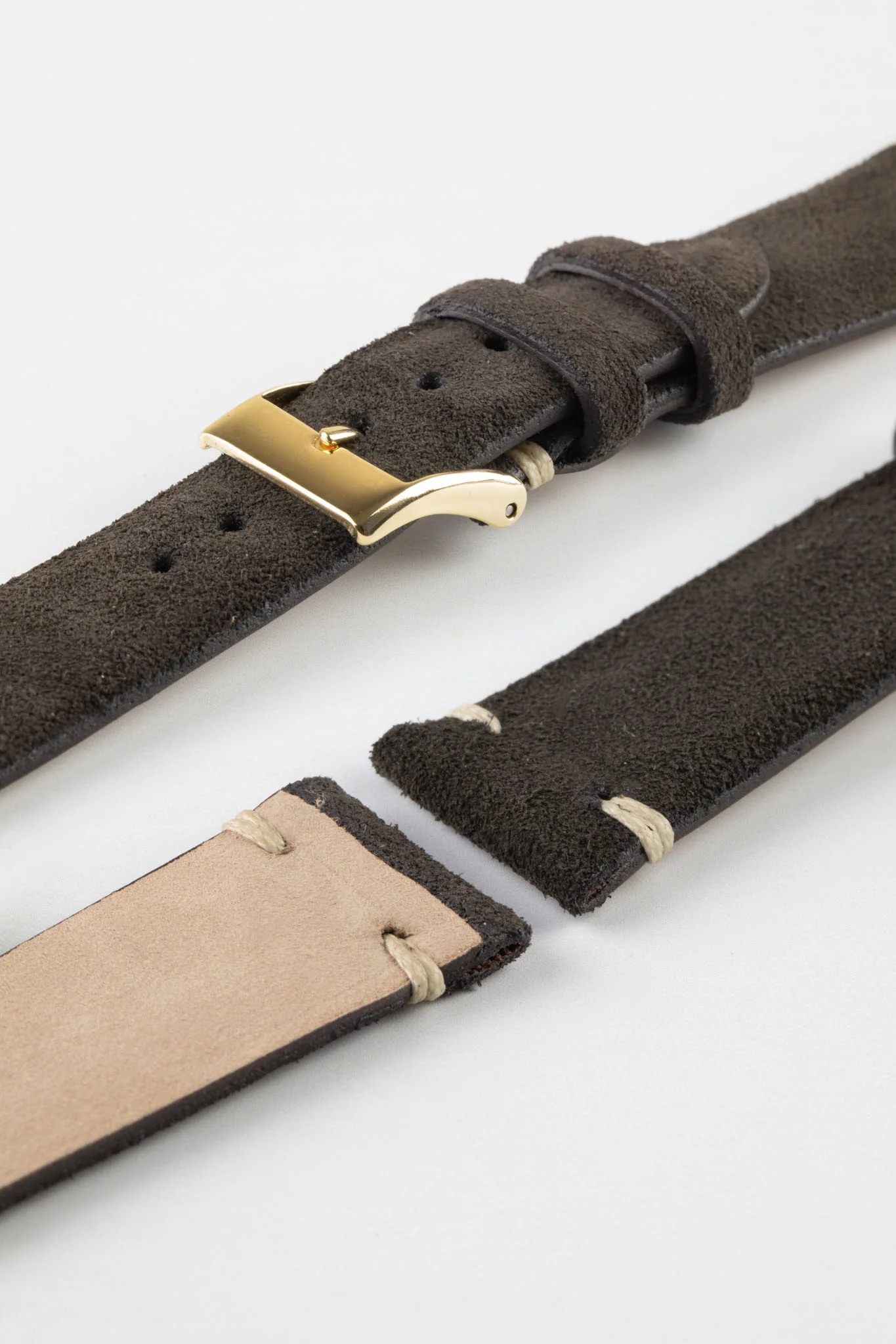 JPM Italian Vintage Suede Leather Watch Strap in CHARCOAL - Image 8