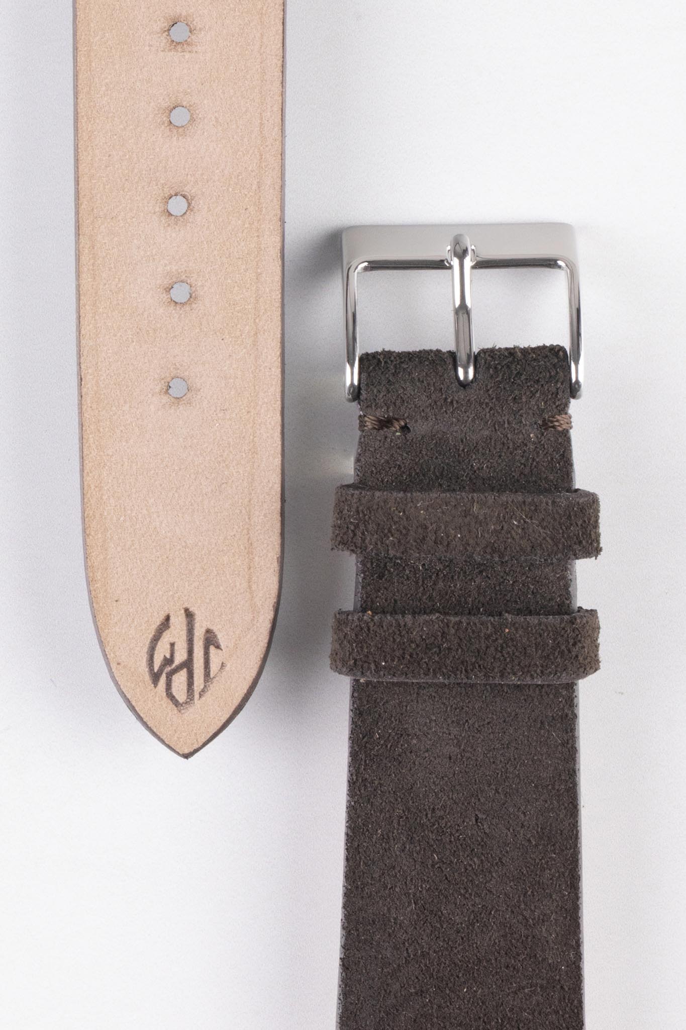 JPM Italian Suede Leather Watch Strap in DARK BROWN - Image 3