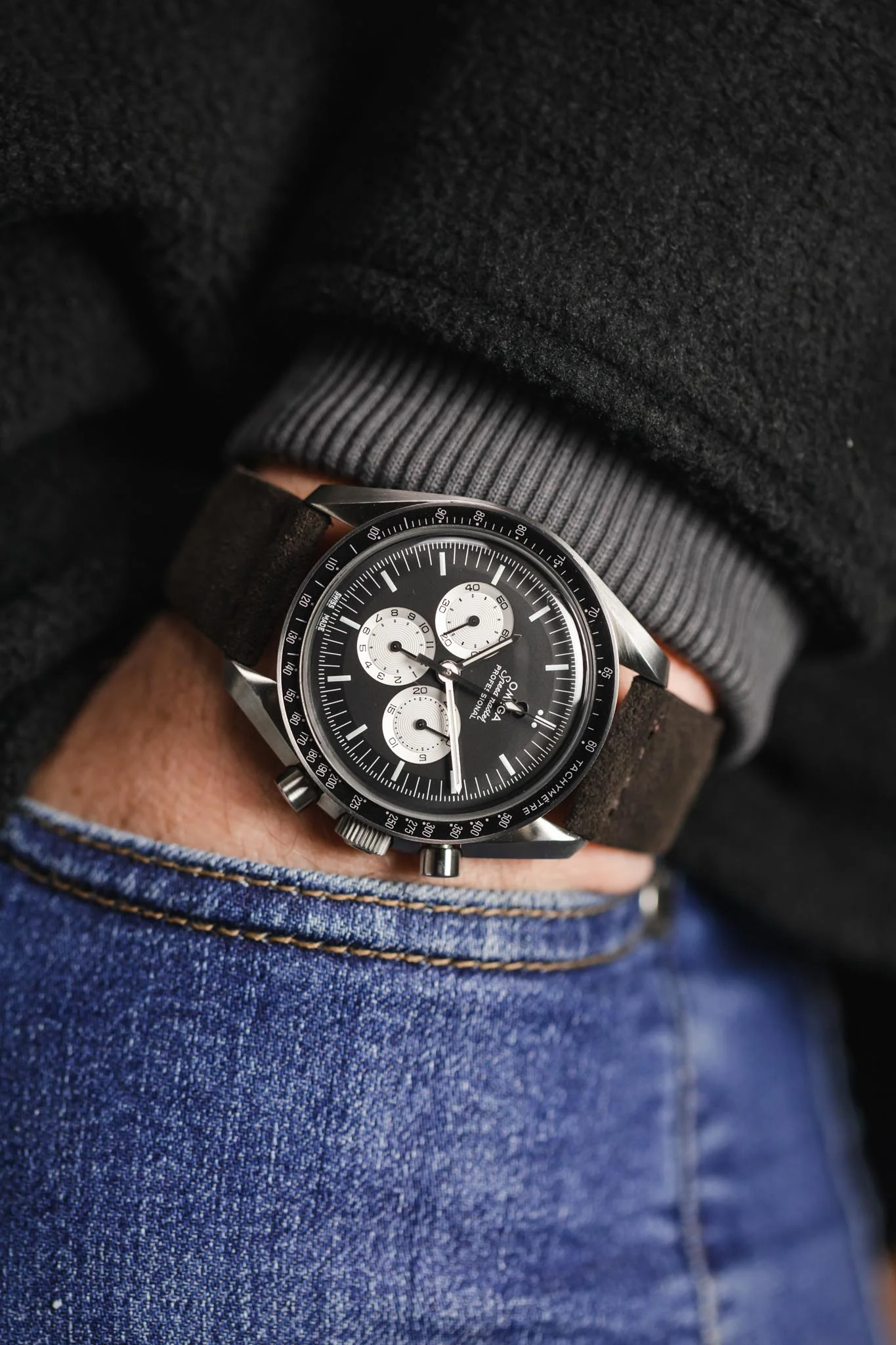JPM Italian Suede Leather Watch Strap in DARK BROWN - Image 4