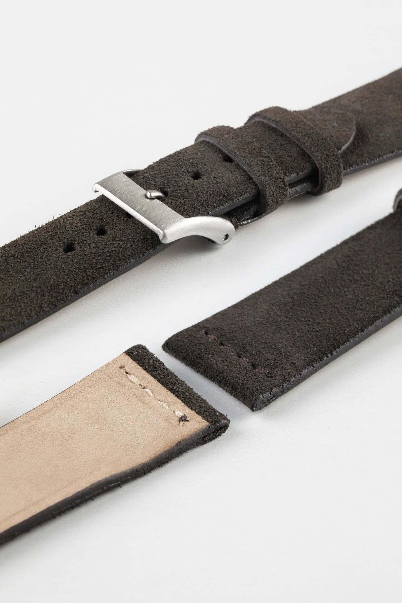 JPM Italian Suede Leather Watch Strap in DARK BROWN - Image 6