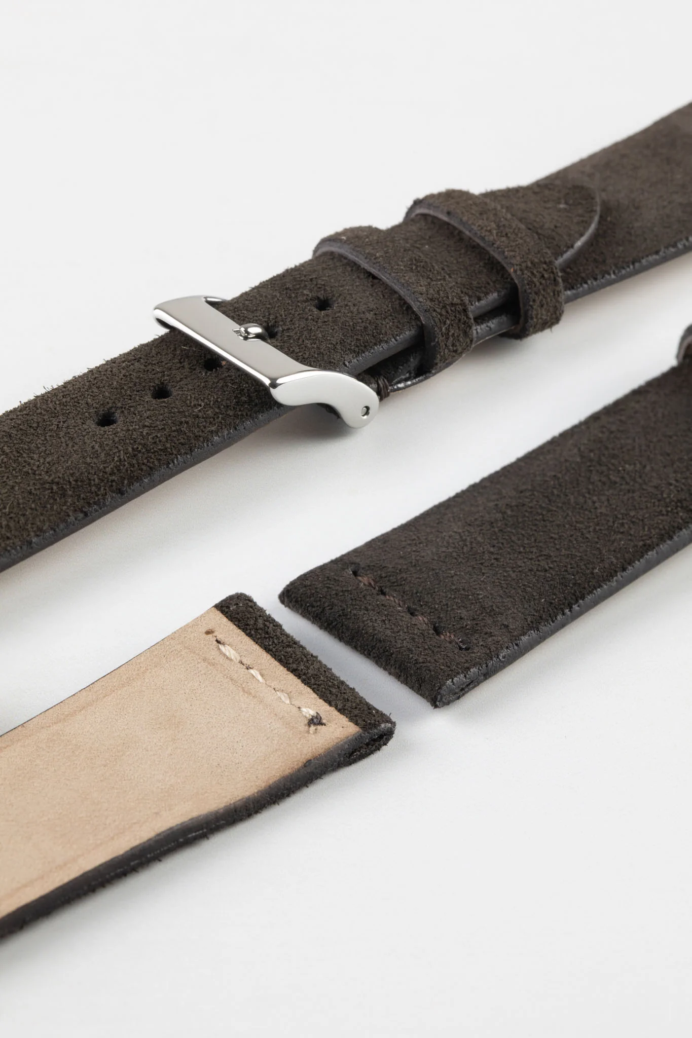 JPM Italian Suede Leather Watch Strap in DARK BROWN - Image 7