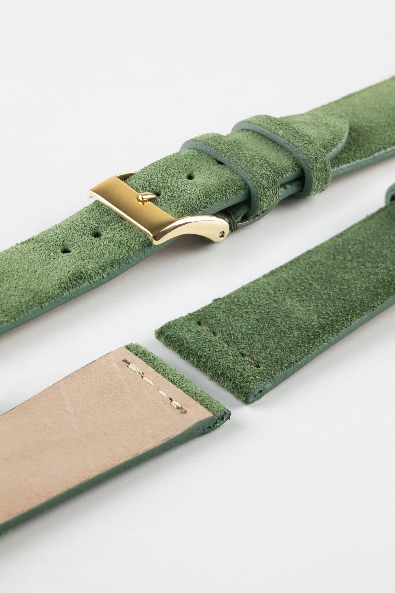 JPM Italian Suede Leather Watch Strap in MOSS GREEN - Image 8