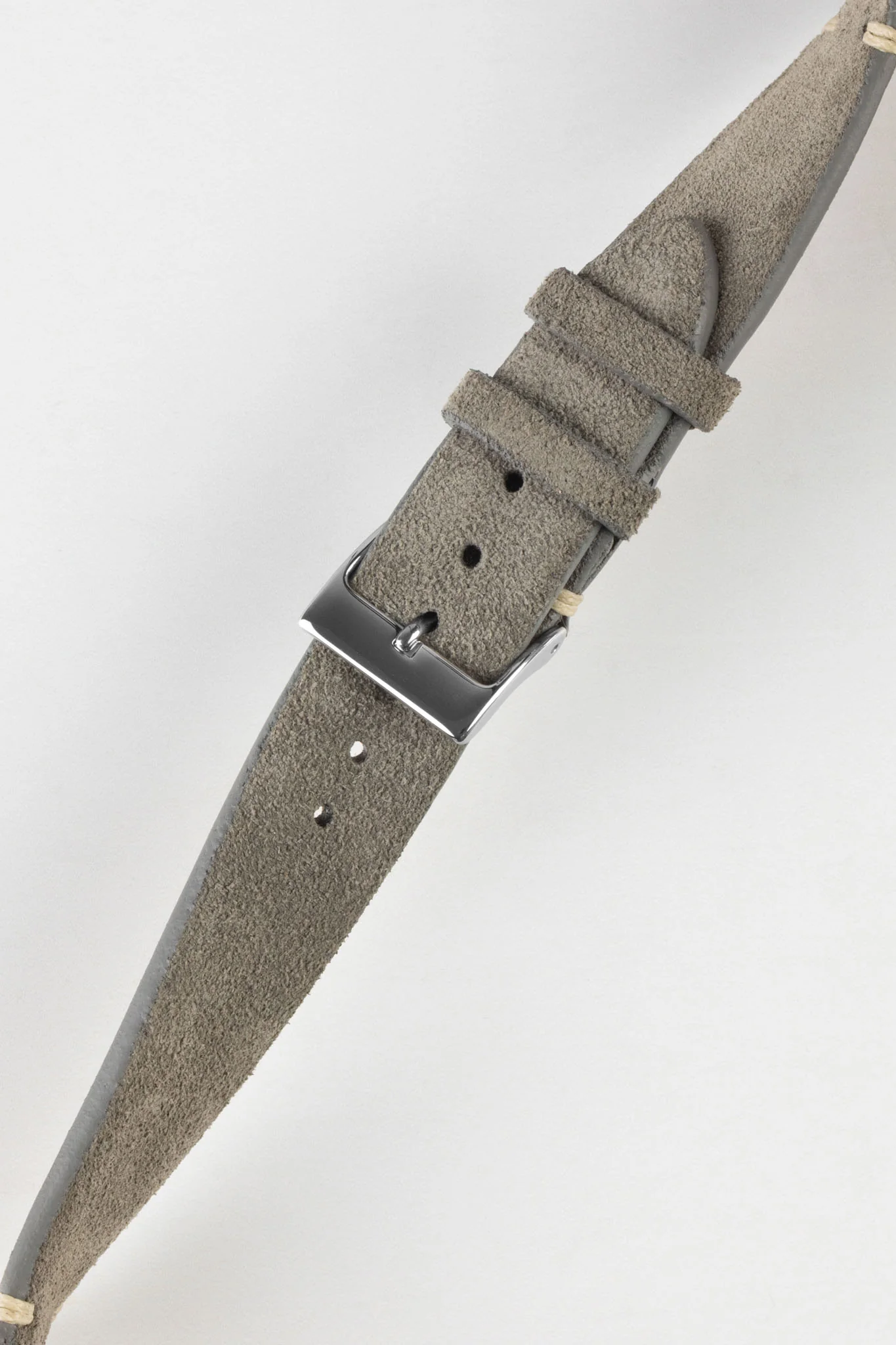 JPM Italian Vintage Suede Leather Watch Strap in STONE GREY - Image 5