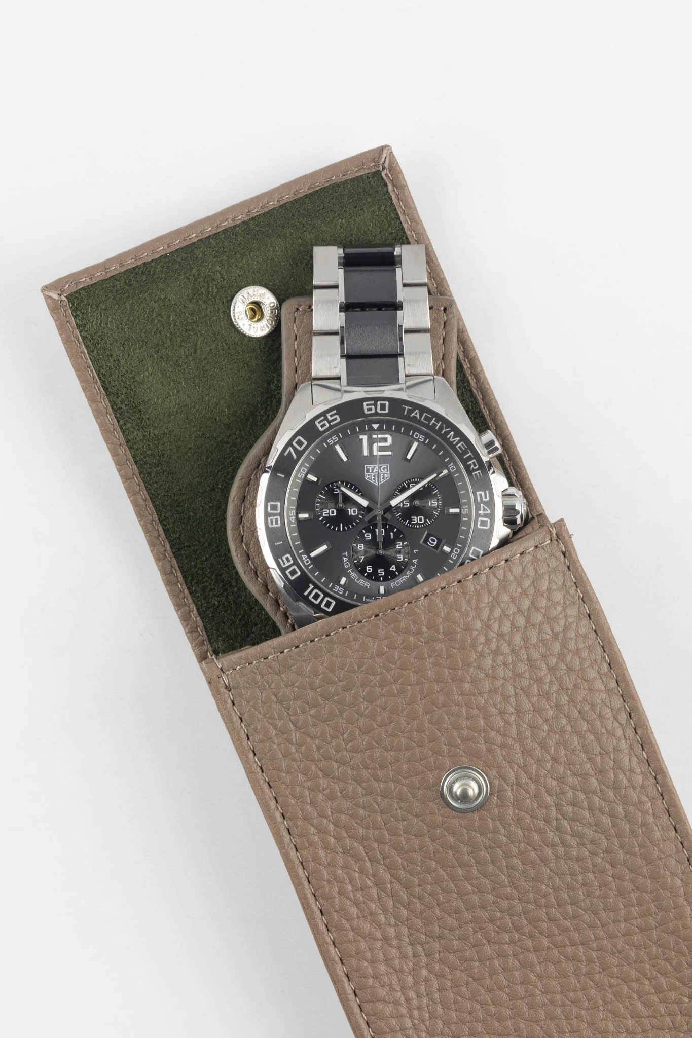 JPM Luxe Leather Watch Pouch in TAUPE - Image 5