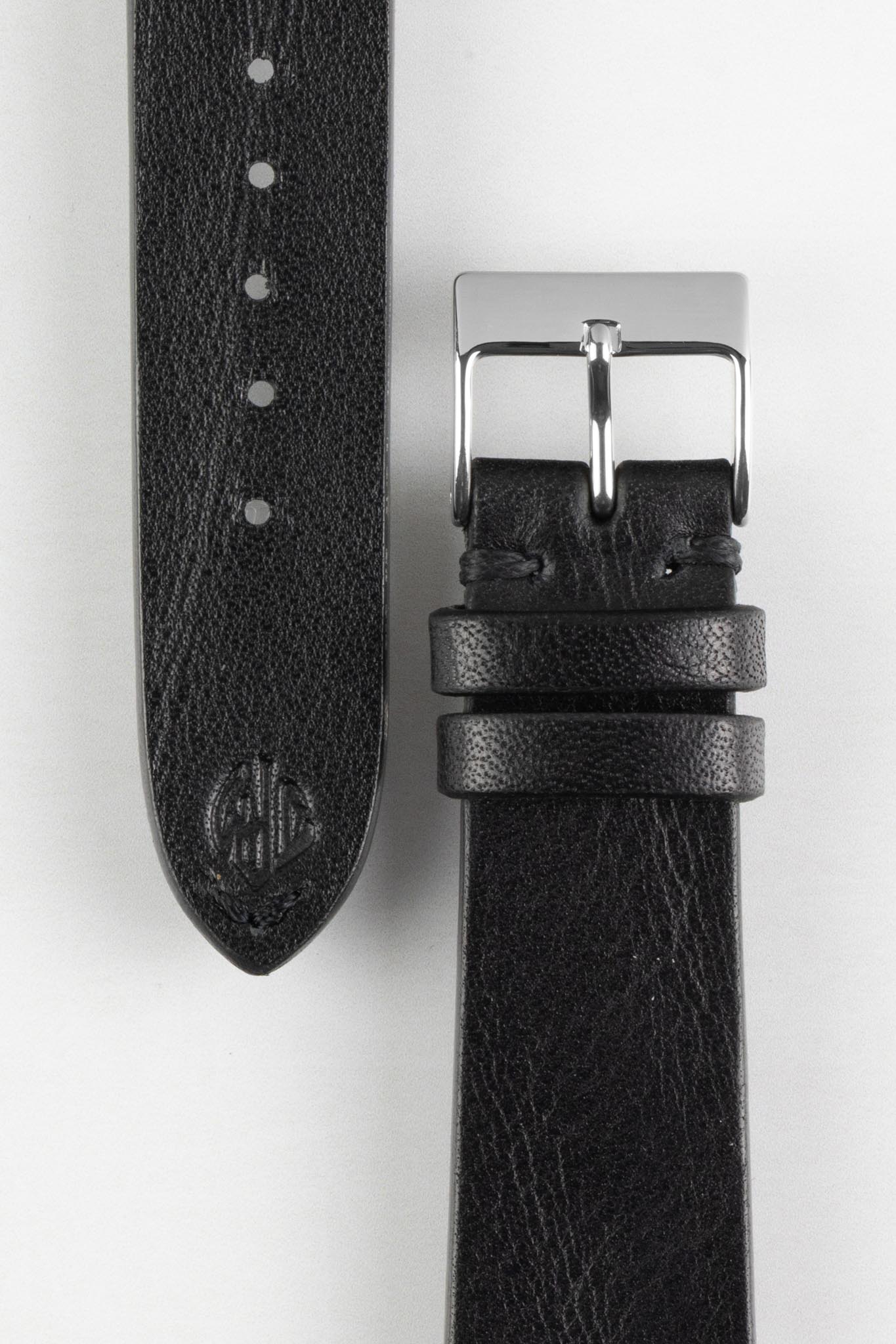 JPM NERO Vintage Leather Watch Strap in BLACK - Image 3
