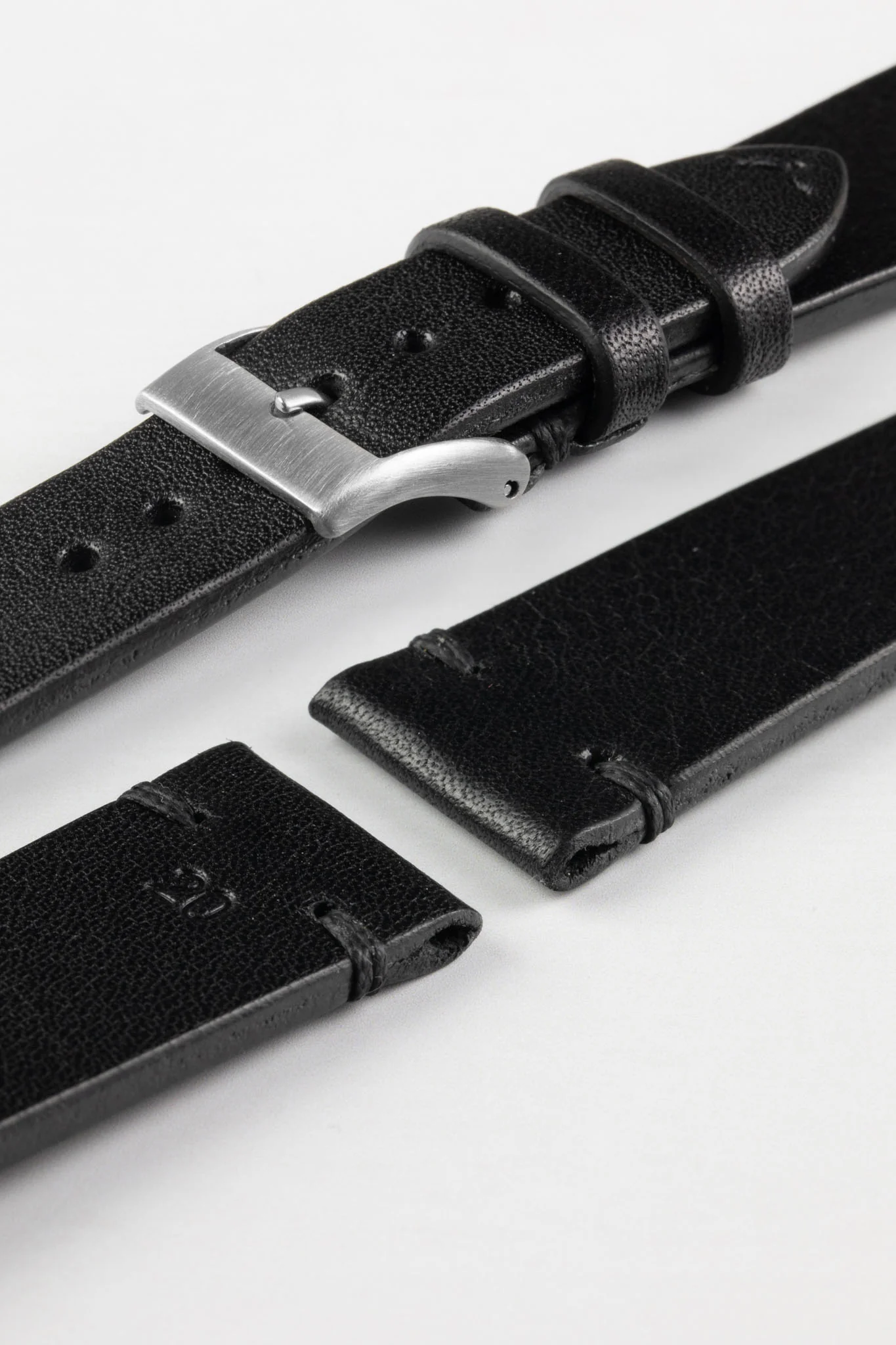 JPM NERO Vintage Leather Watch Strap in BLACK - Image 7