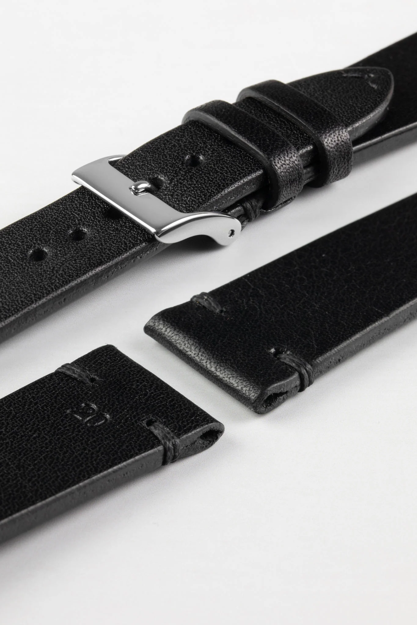 JPM NERO Vintage Leather Watch Strap in BLACK - Image 8
