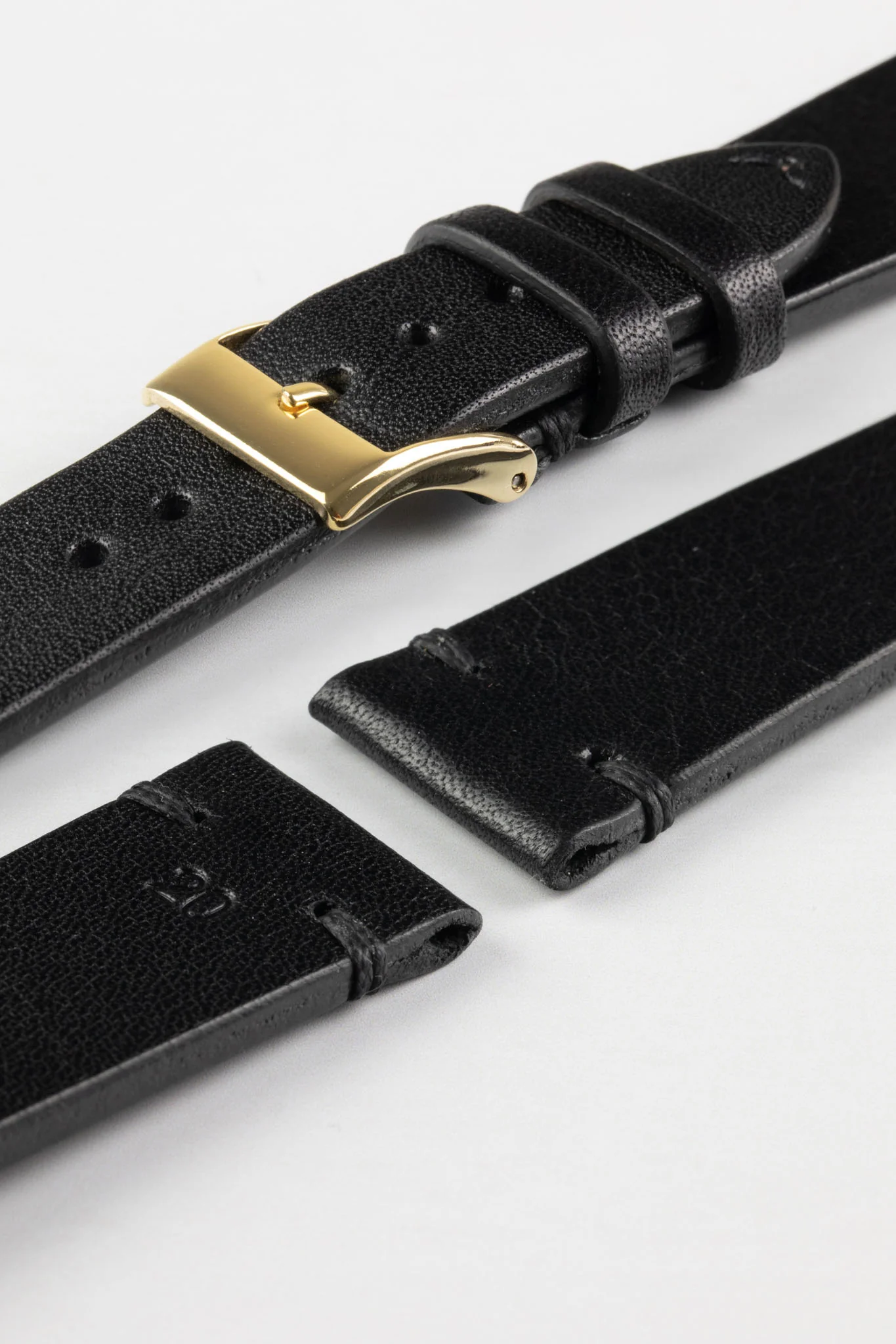 JPM NERO Vintage Leather Watch Strap in BLACK - Image 9