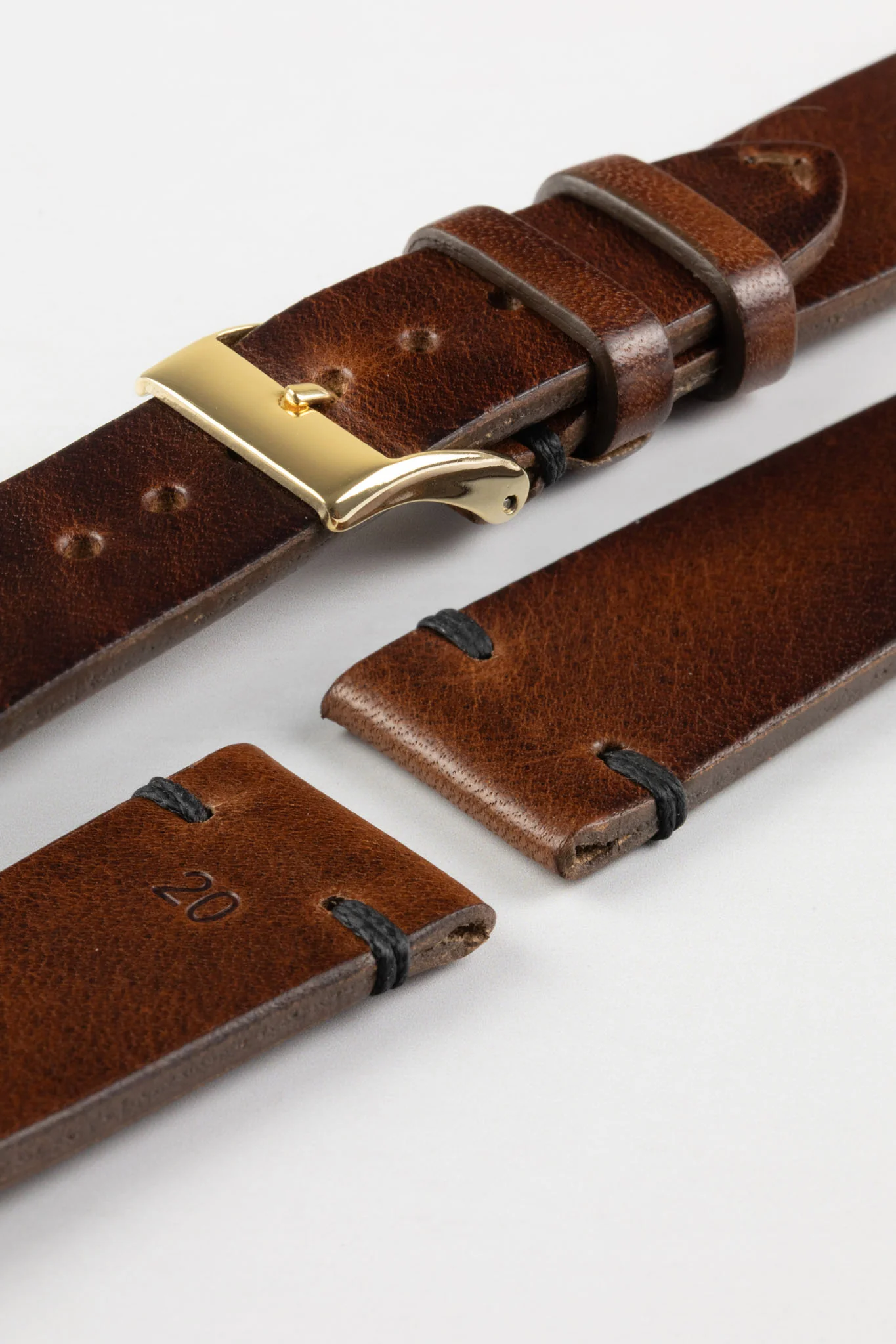JPM NERO Vintage Leather Watch Strap in DISTRESSED BROWN - Image 7