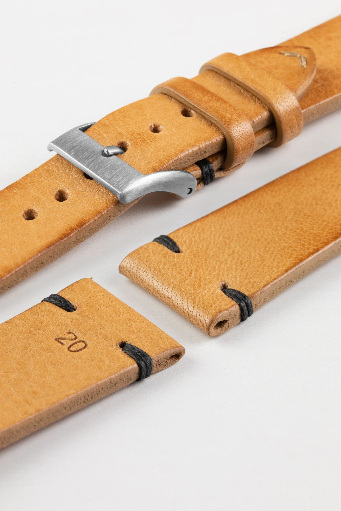 JPM NERO Vintage Leather Watch Strap in HONEY - Image 5