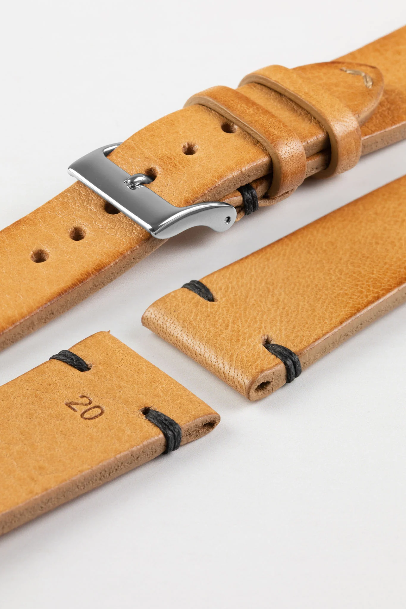 JPM NERO Vintage Leather Watch Strap in HONEY - Image 6