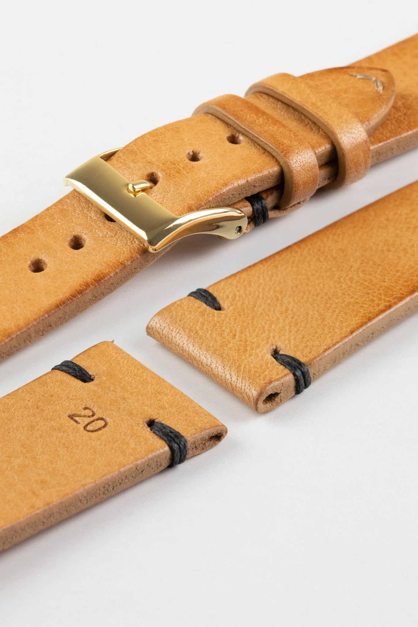 JPM NERO Vintage Leather Watch Strap in HONEY - Image 7