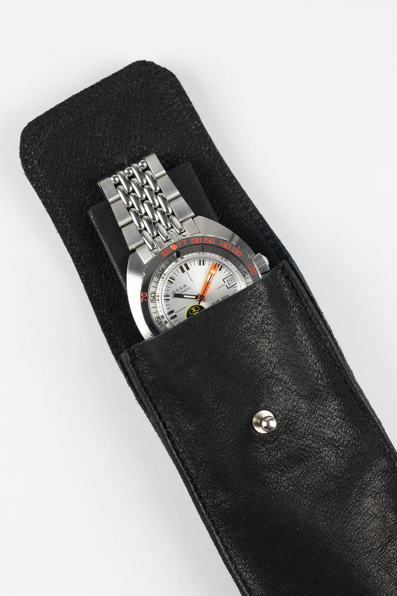 JPM Single Watch Leather Travel Pouch in BLACK - Image 5