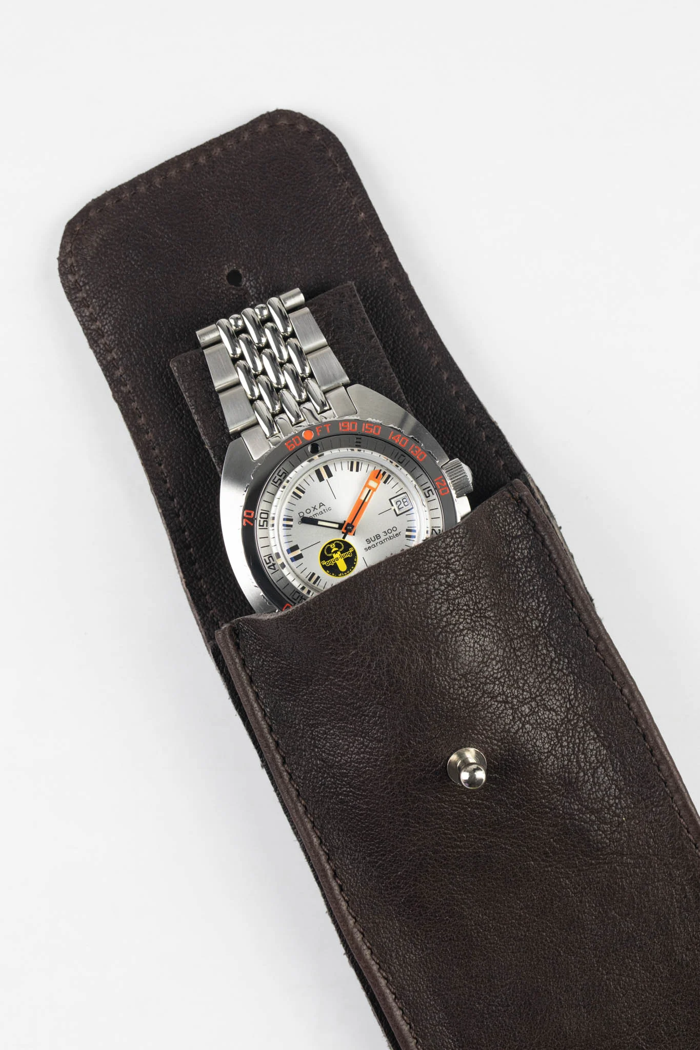 JPM Single Watch Leather Travel Pouch in BROWN - Image 5
