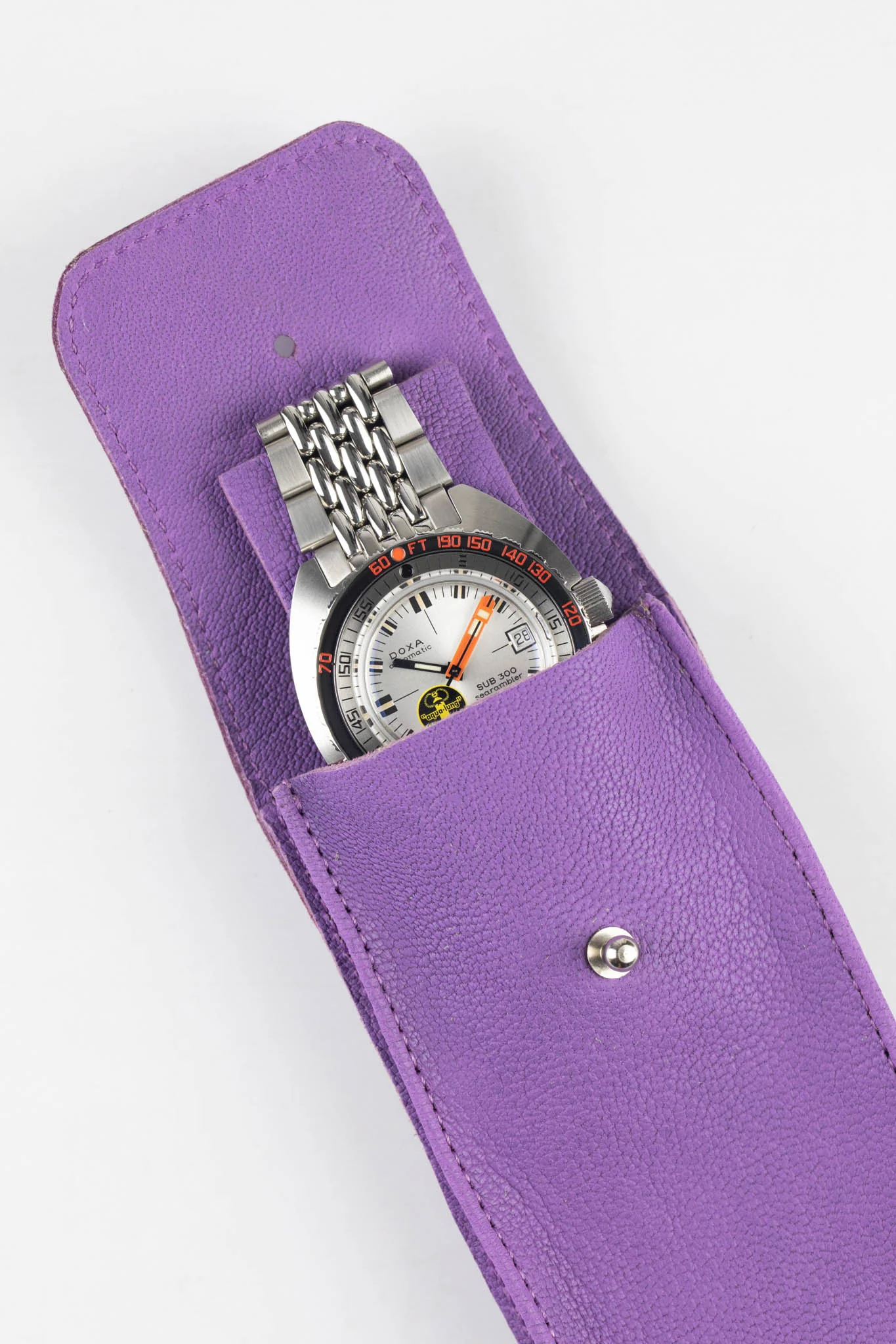JPM Single Watch Leather Travel Pouch in PURPLE - Image 5
