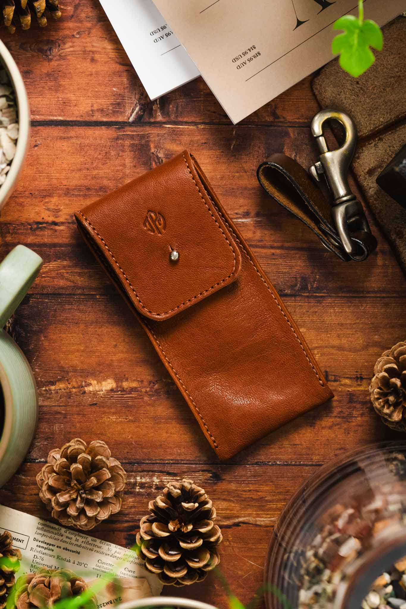 JPM Single Watch Leather Travel Pouch in Tan - Image 2