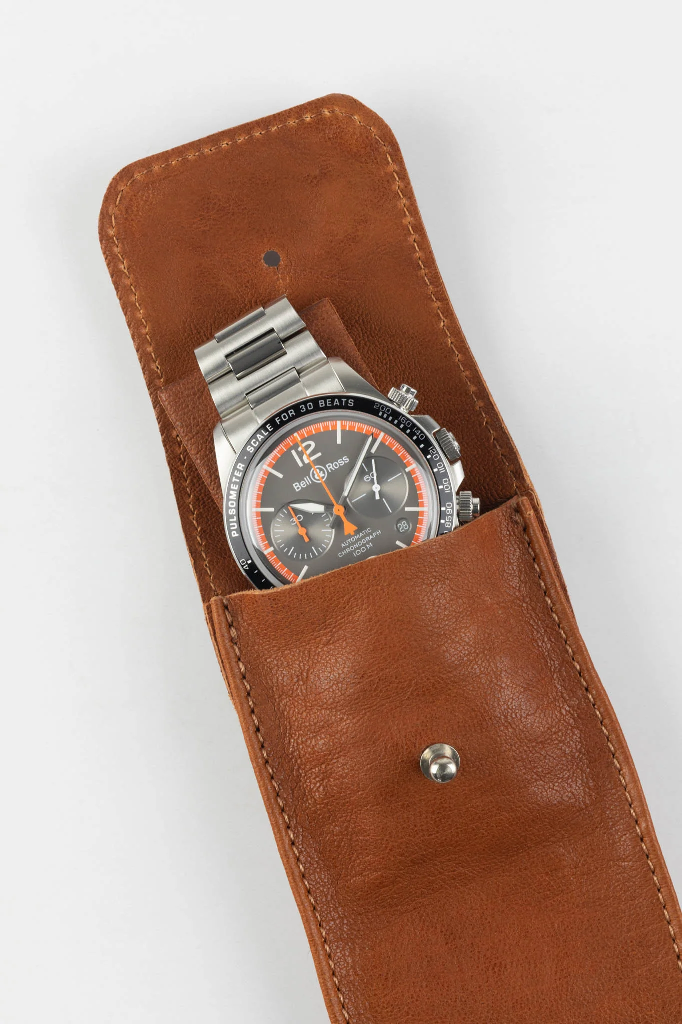 JPM Single Watch Leather Travel Pouch in Tan - Image 5