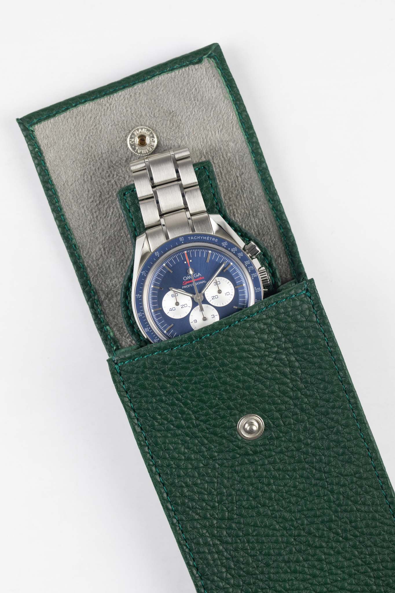 JPM Luxe Leather Watch Pouch in GREEN - Image 5