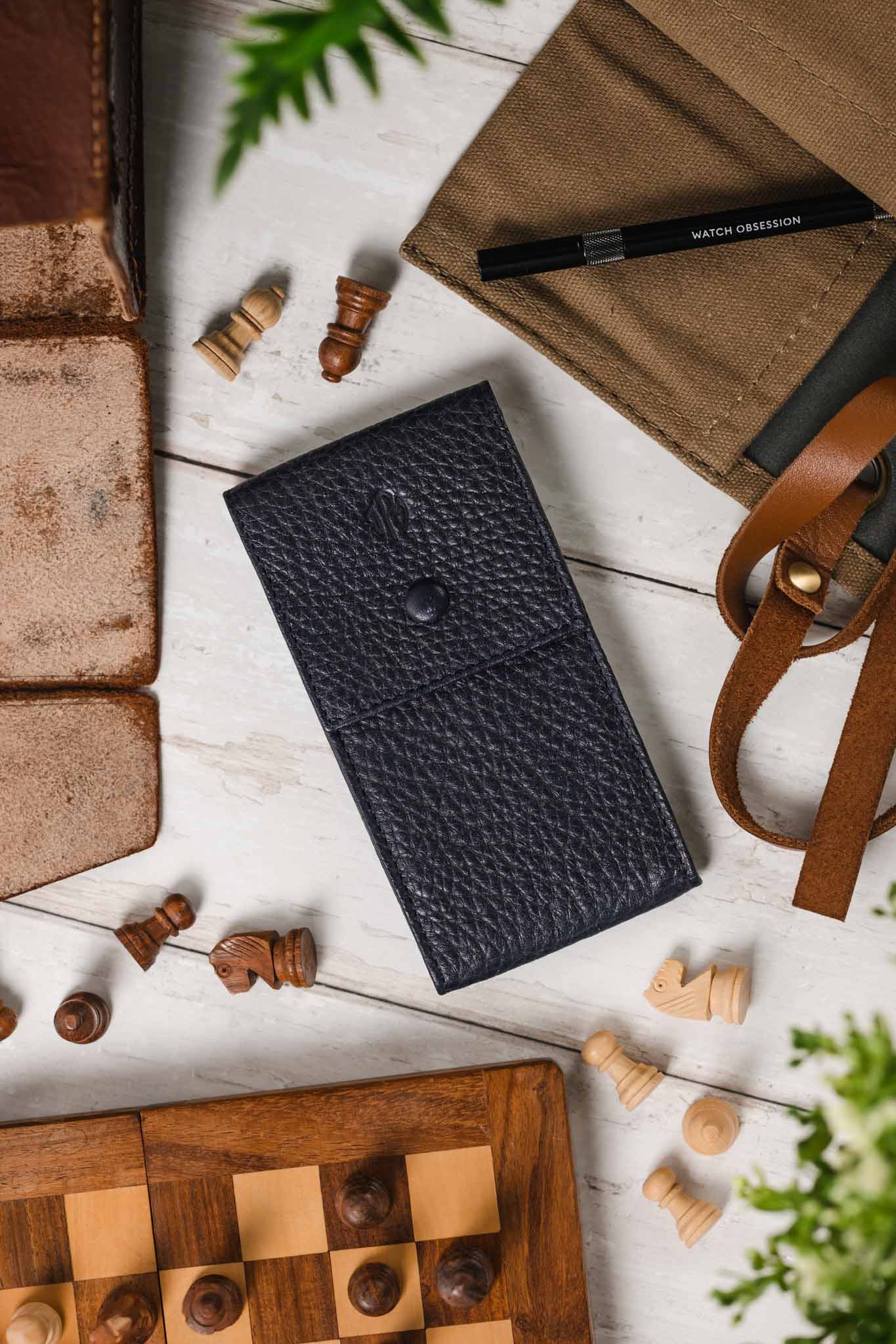 JPM Luxe Leather Watch Pouch in BLUE - Image 4