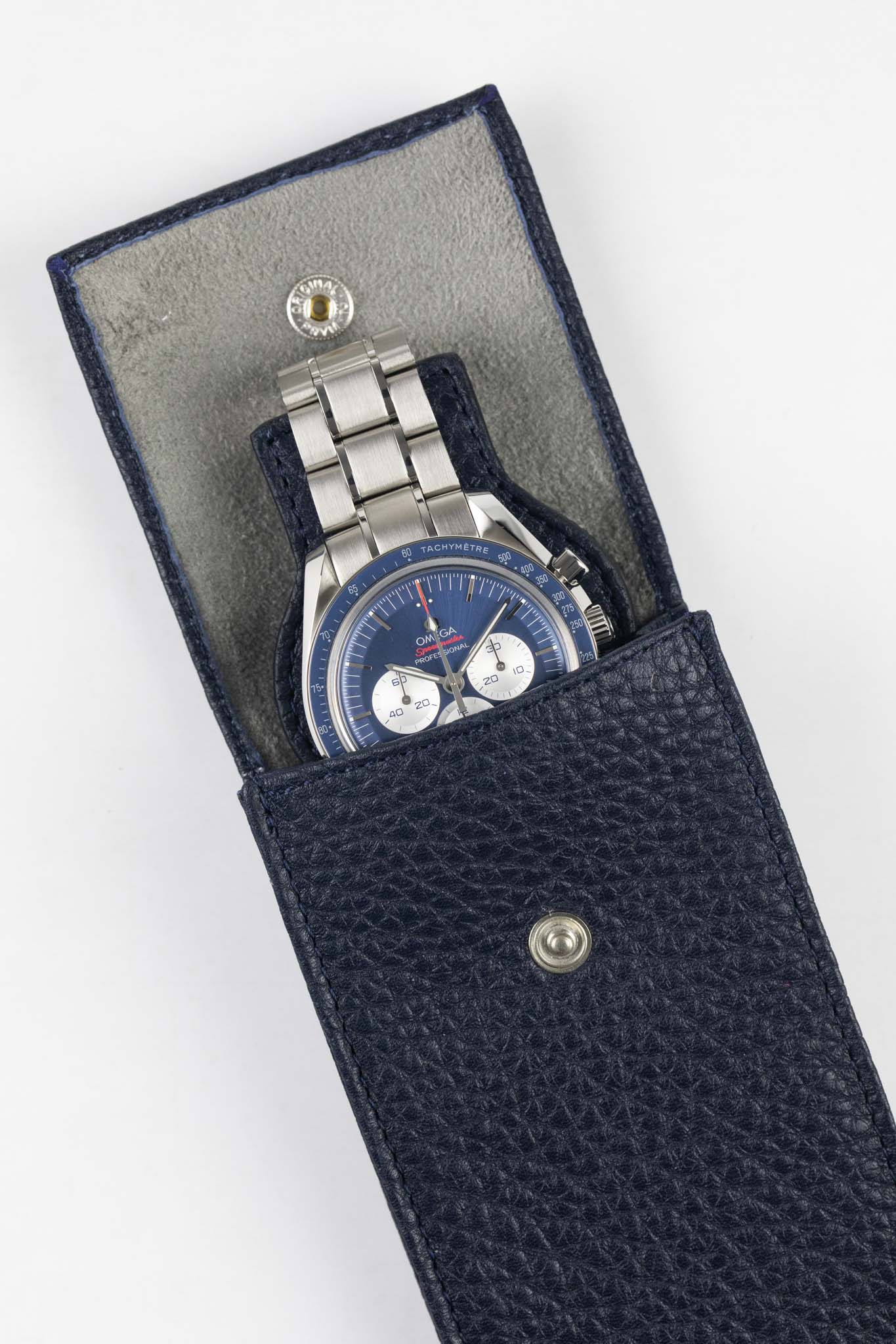 JPM Luxe Leather Watch Pouch in BLUE - Image 5