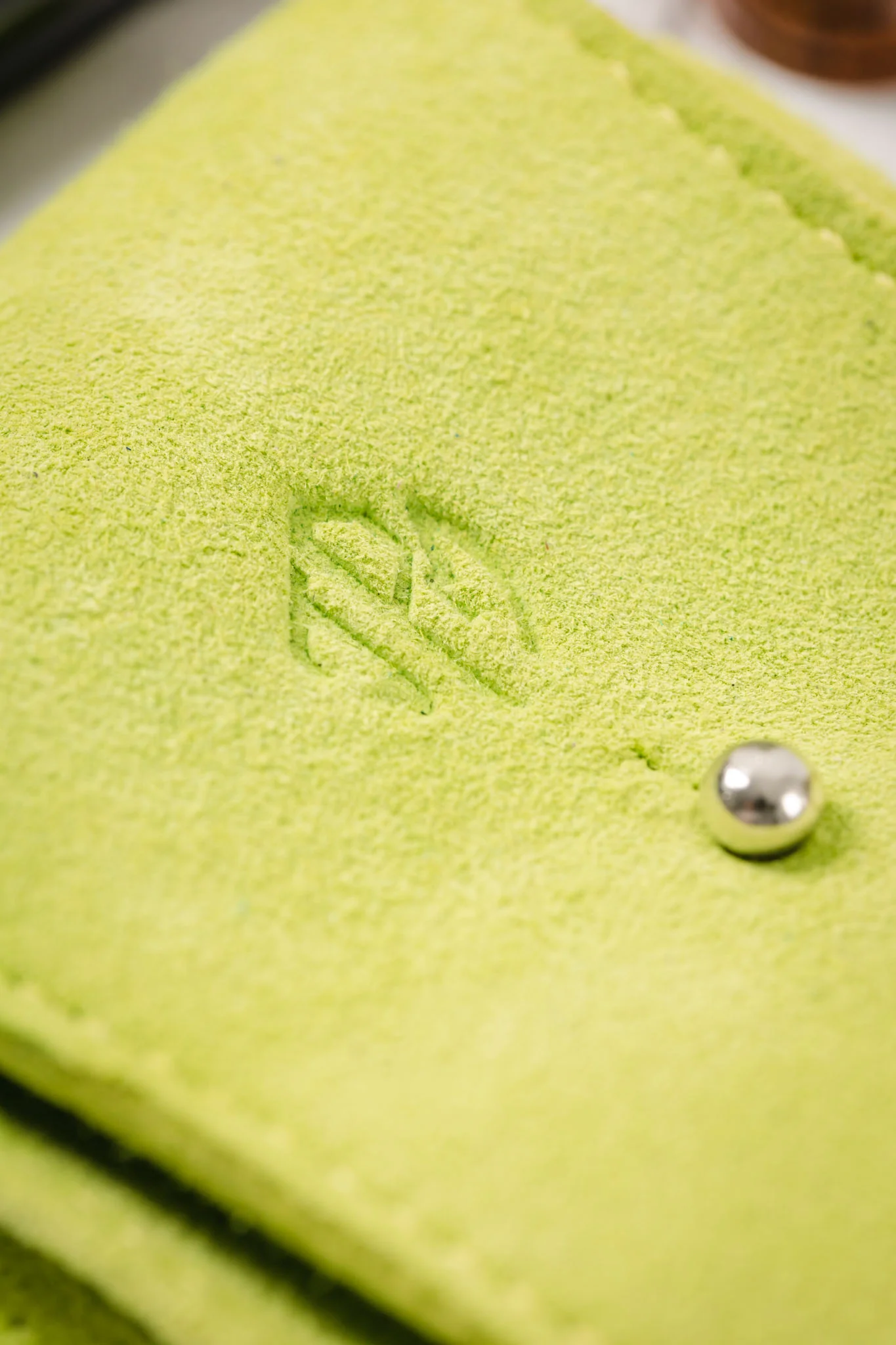 JPM Single Watch Vintage Suede Travel Pouch in LIME GREEN - Image 8