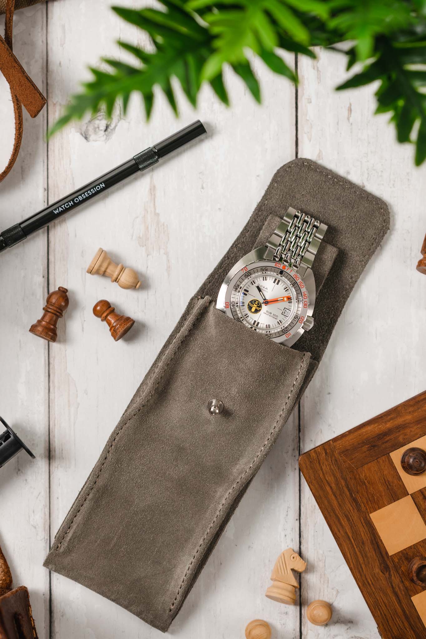 JPM Single Watch Vintage Suede Travel Pouch in SPACE GREY - Image 6