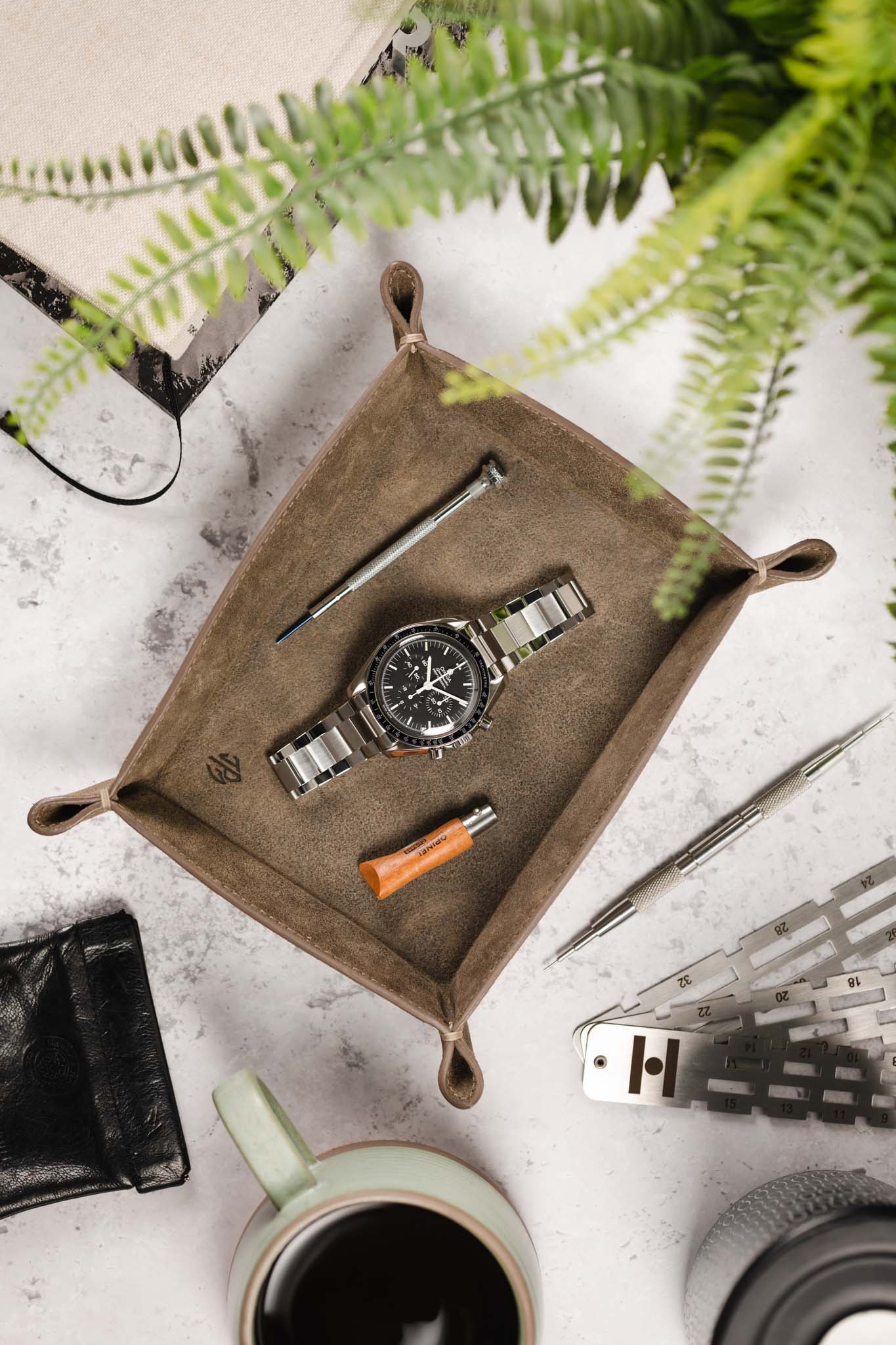 JPM Small Suede Leather Valet Tray in GREY - Image 2