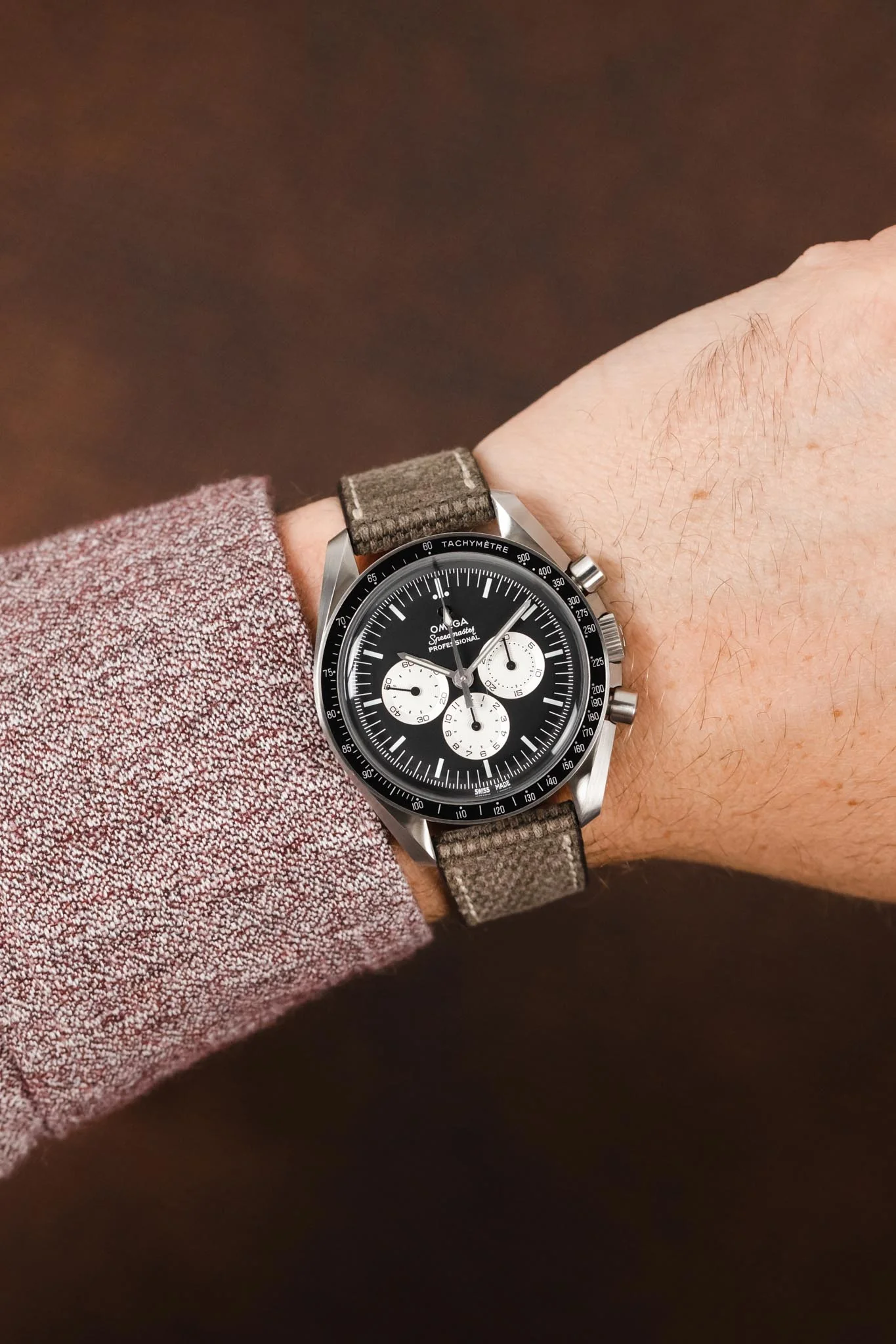 JPM Vintage Canvas Watch Strap with Leather Keepers - GREY - Image 2