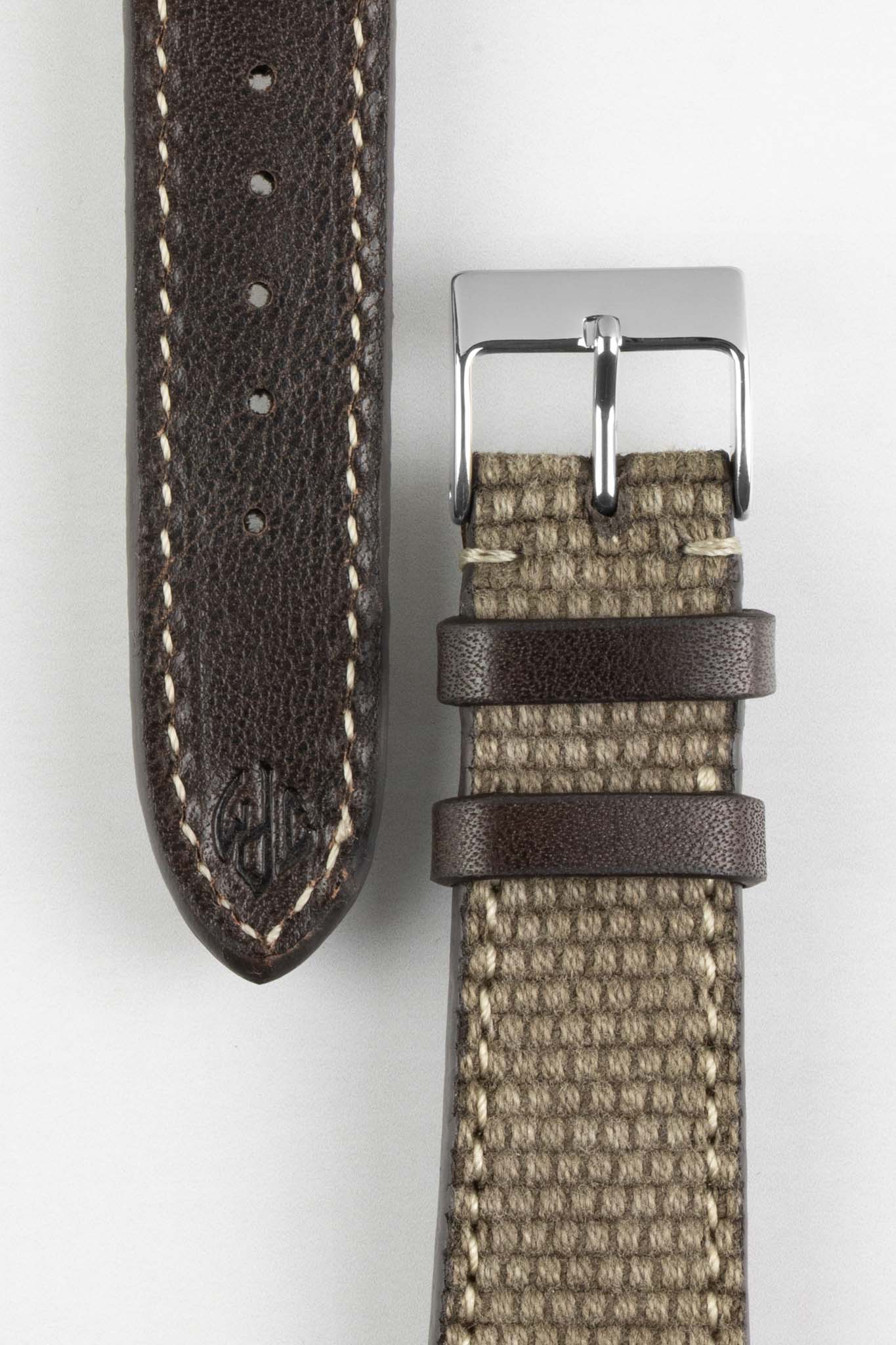 JPM Vintage Canvas Watch Strap with Leather Keepers - GREY - Image 3