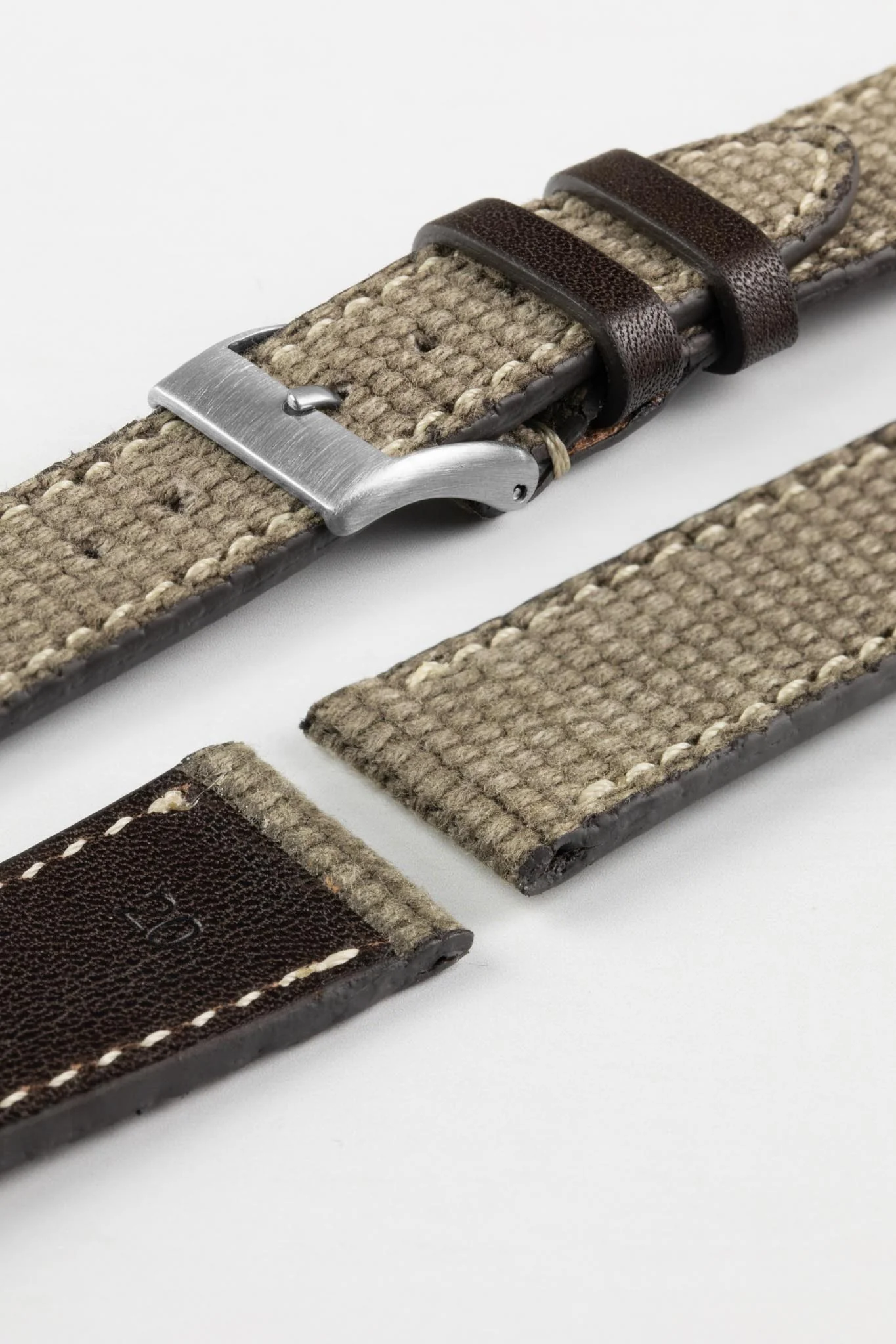 JPM Vintage Canvas Watch Strap with Leather Keepers - GREY - Image 5
