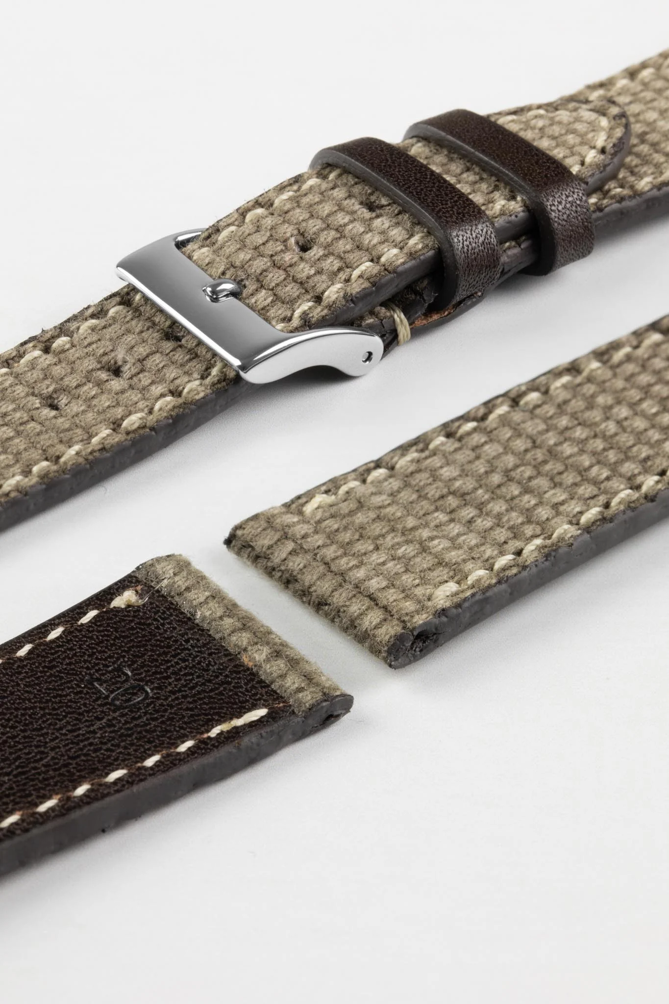 JPM Vintage Canvas Watch Strap with Leather Keepers - GREY - Image 6
