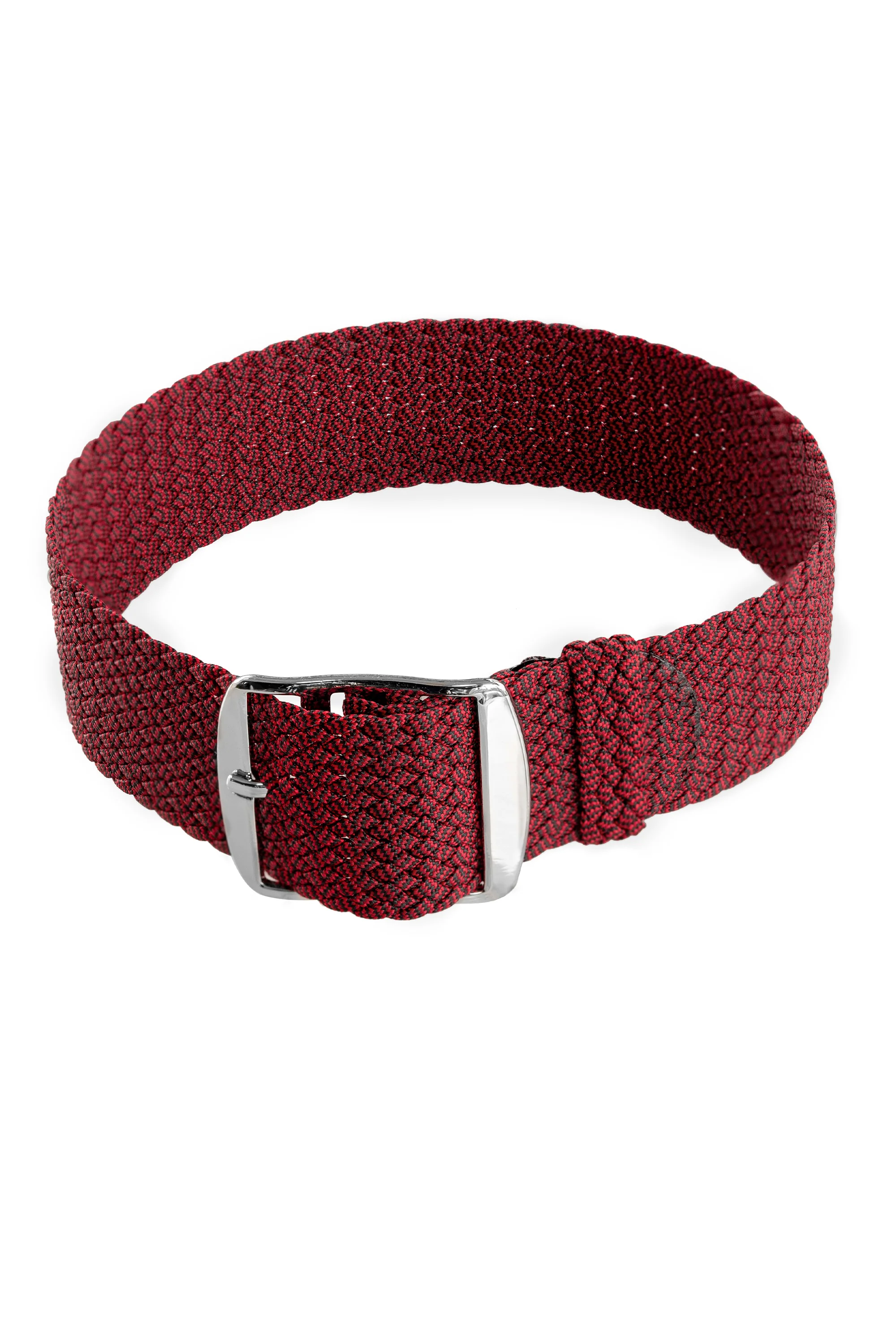 MELANGE PERLON Braided Watch Strap & Buckle in SANGRIA RED - Image 3