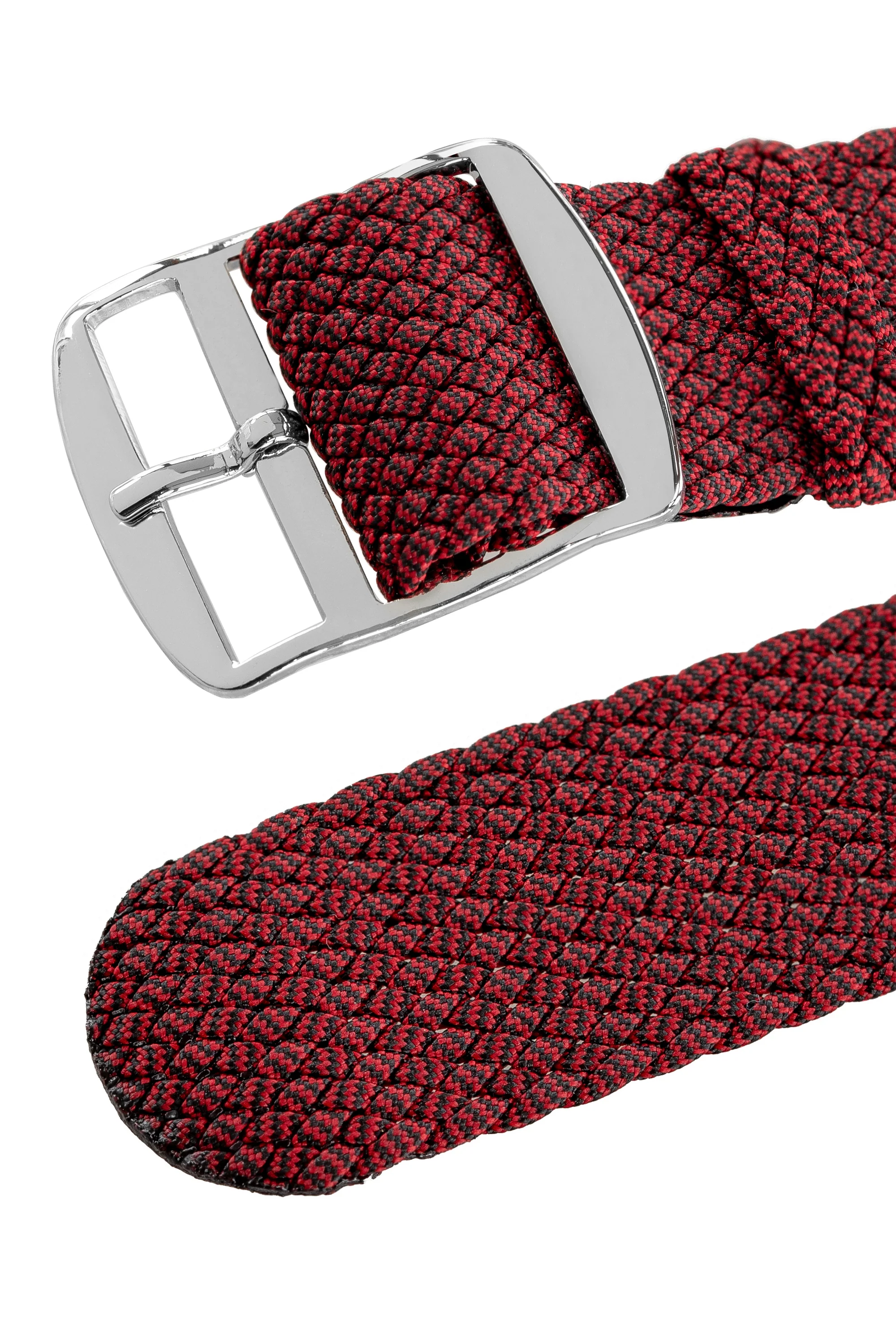 MELANGE PERLON Braided Watch Strap & Buckle in SANGRIA RED - Image 4