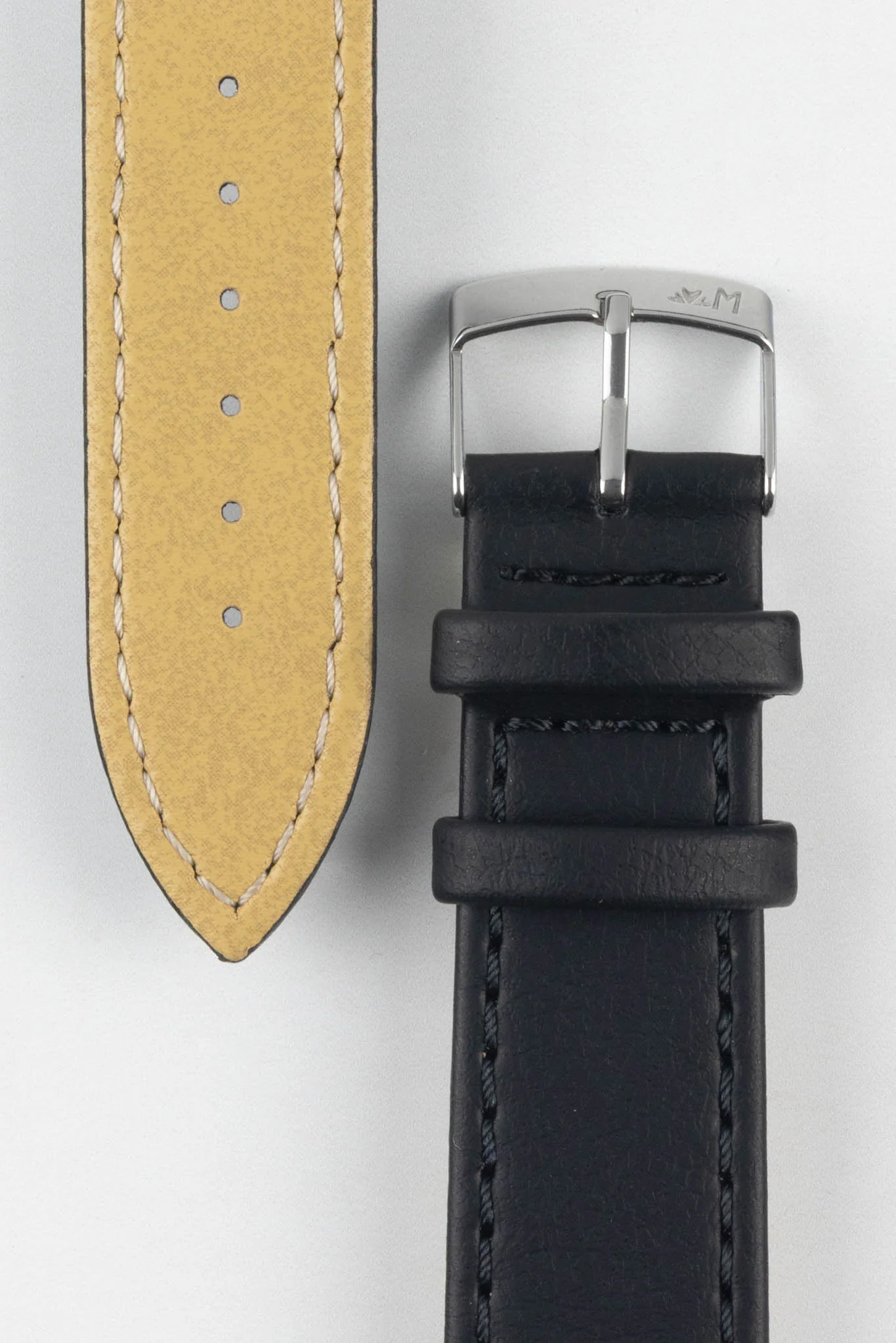 Morellato ABETE Buffalo-Embossed Vegan Leather Watch Strap in BLACK - Image 3