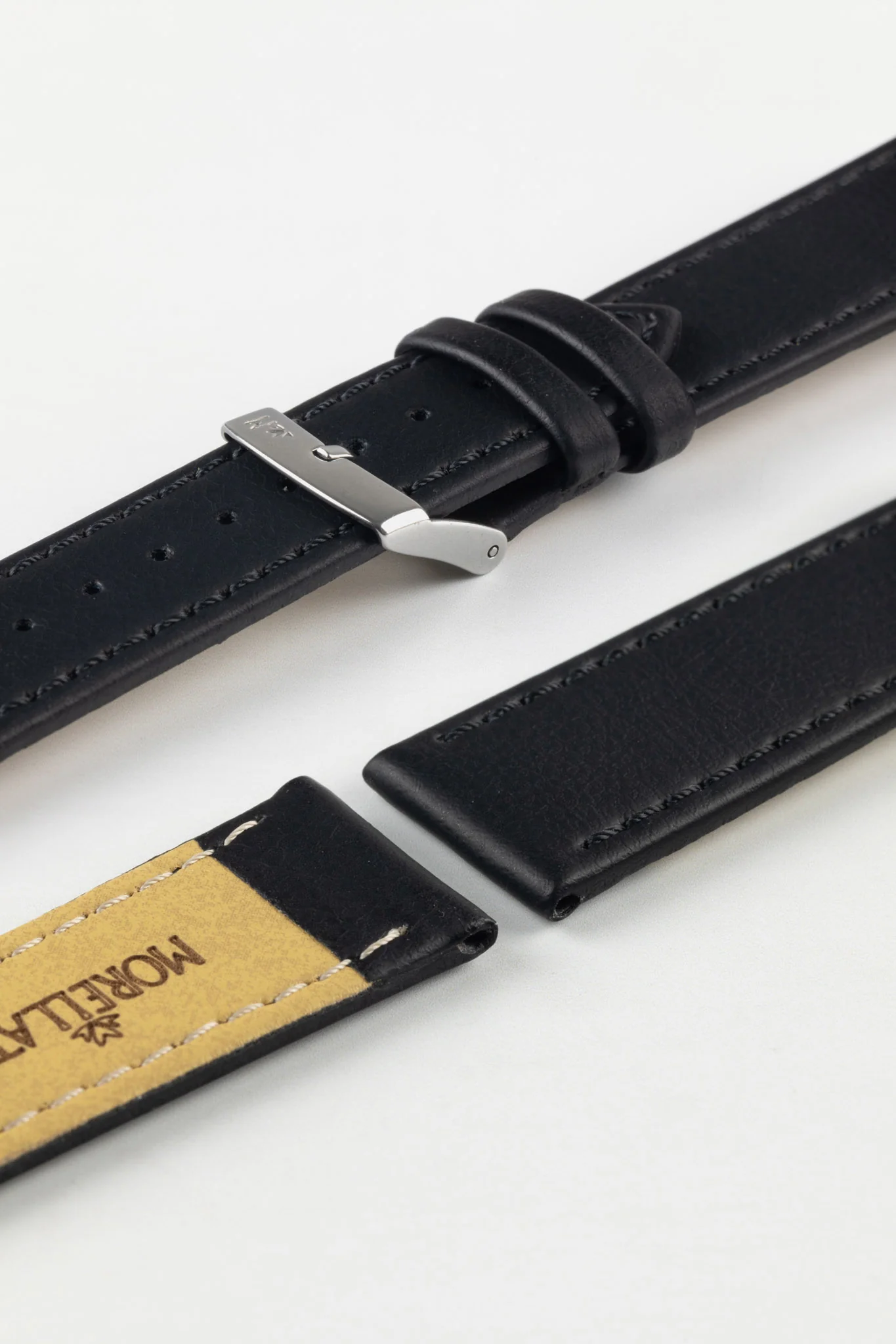 Morellato ABETE Buffalo-Embossed Vegan Leather Watch Strap in BLACK - Image 6