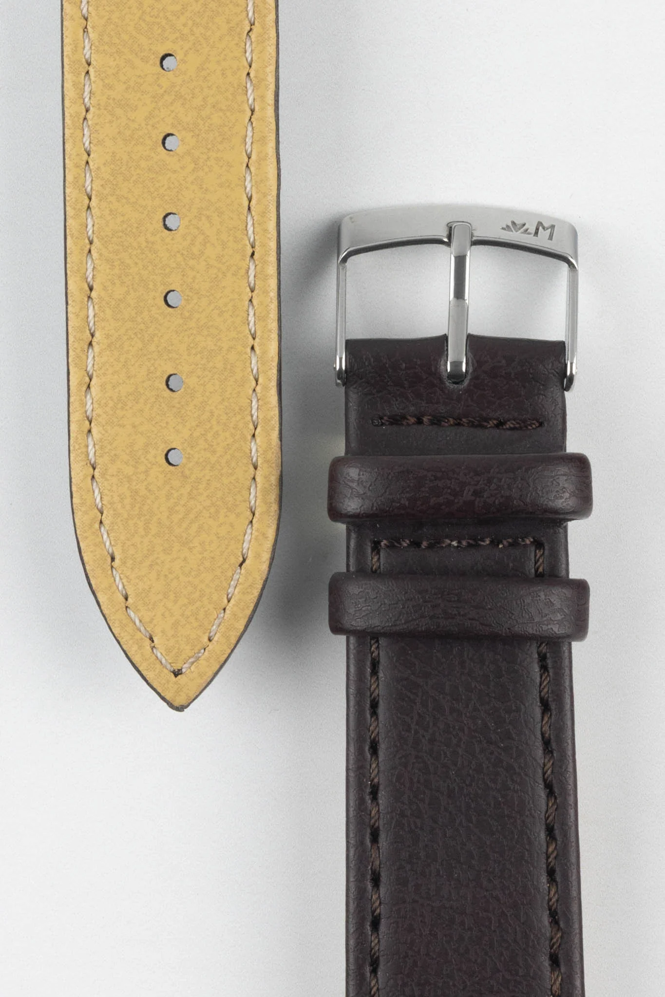 Morellato ABETE Buffalo-Embossed Vegan Leather Watch Strap in BROWN - Image 3