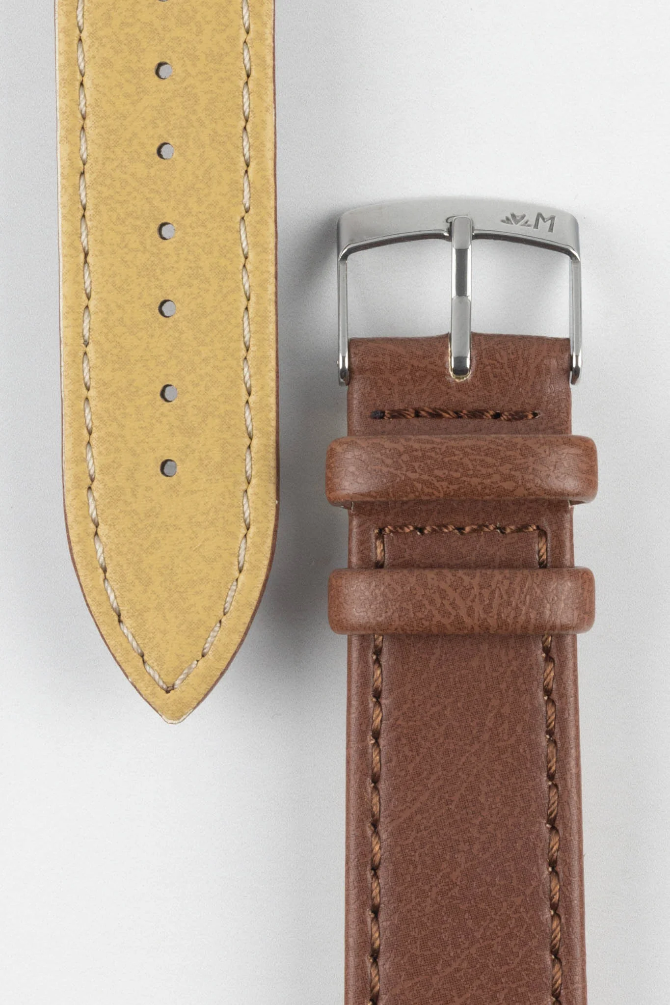 Morellato ABETE Buffalo-Embossed Vegan Leather Watch Strap in GOLD BROWN - Image 3