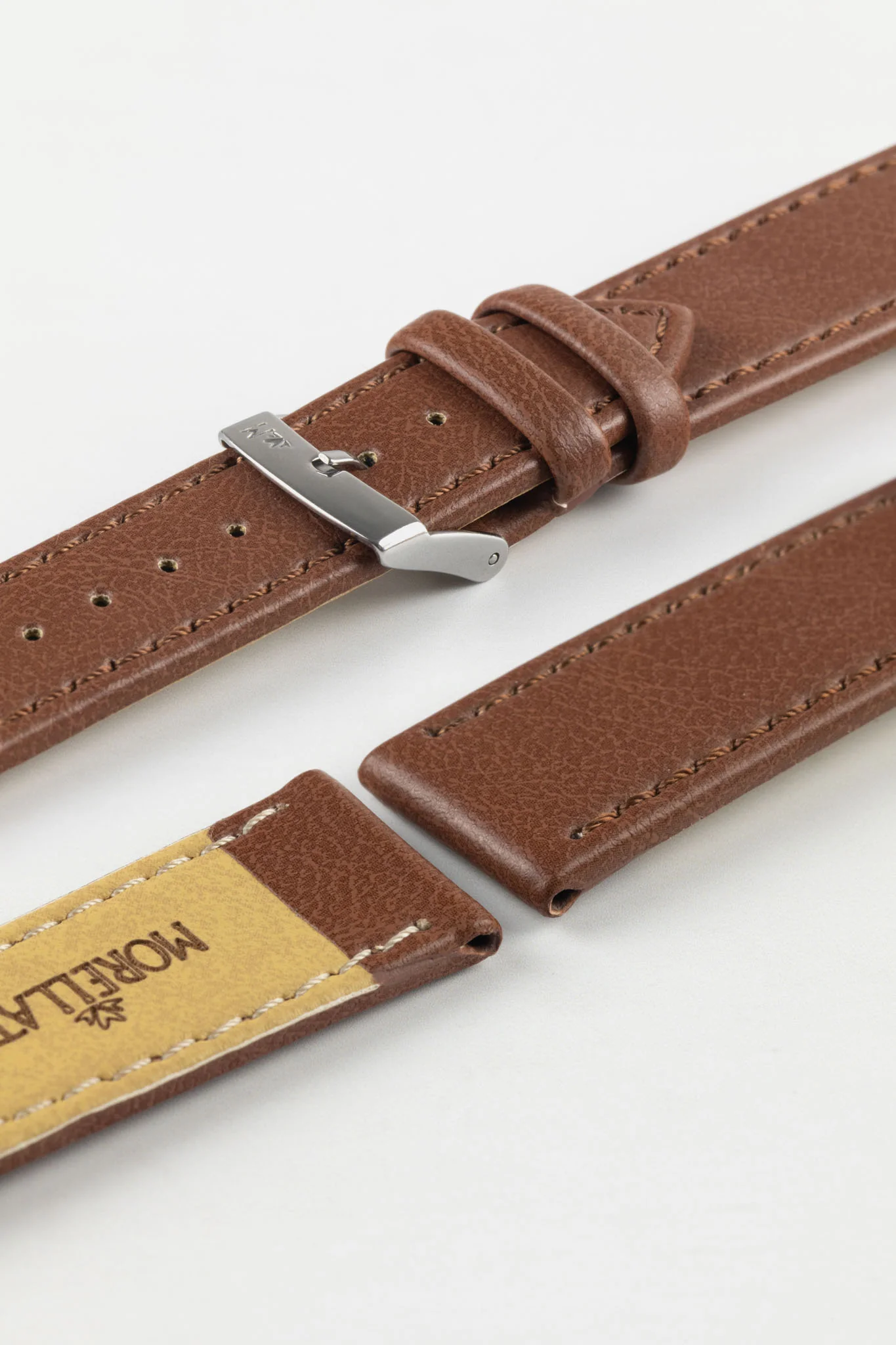 Morellato ABETE Buffalo-Embossed Vegan Leather Watch Strap in GOLD BROWN - Image 6