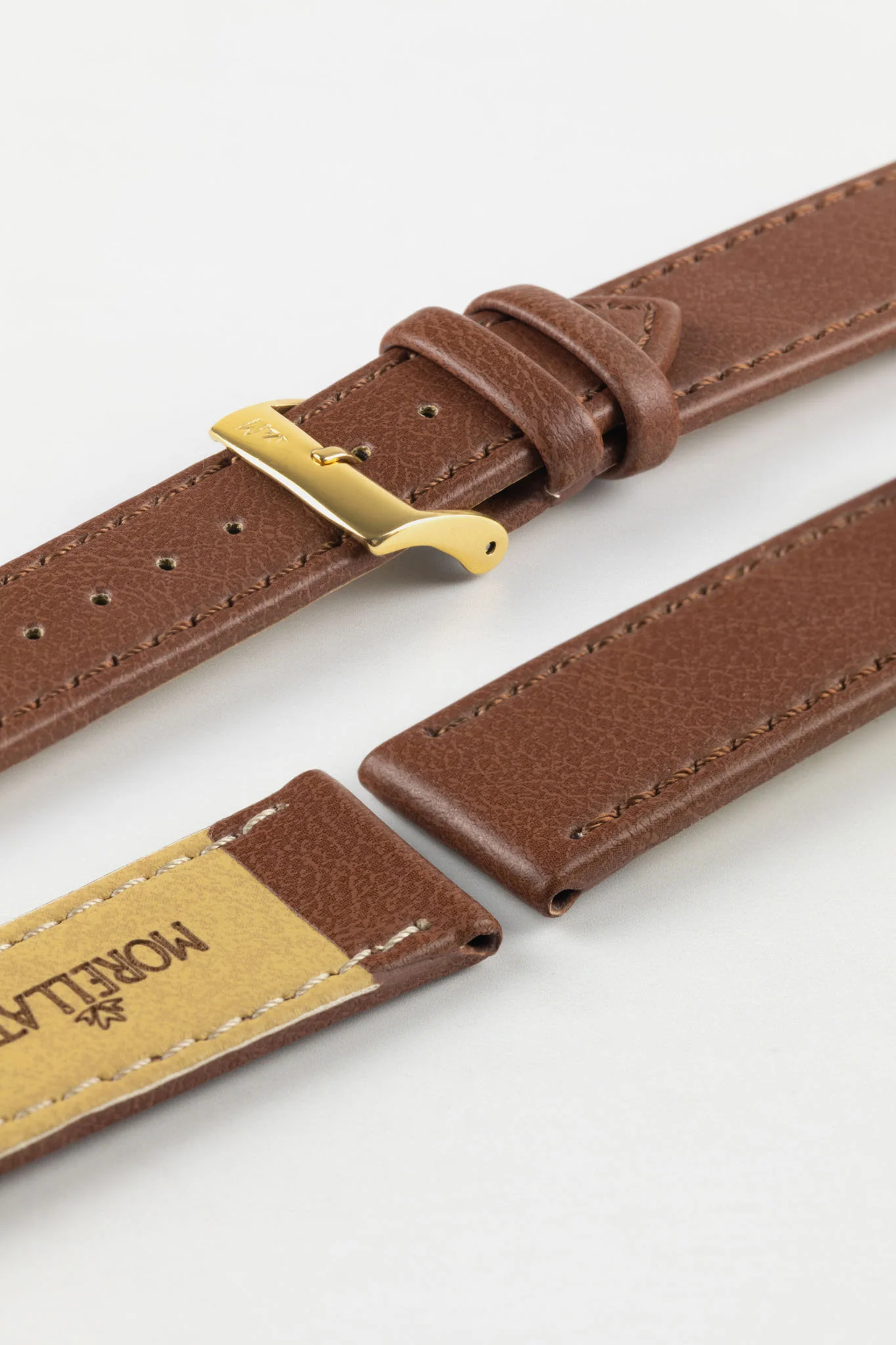 Morellato ABETE Buffalo-Embossed Vegan Leather Watch Strap in GOLD BROWN - Image 7