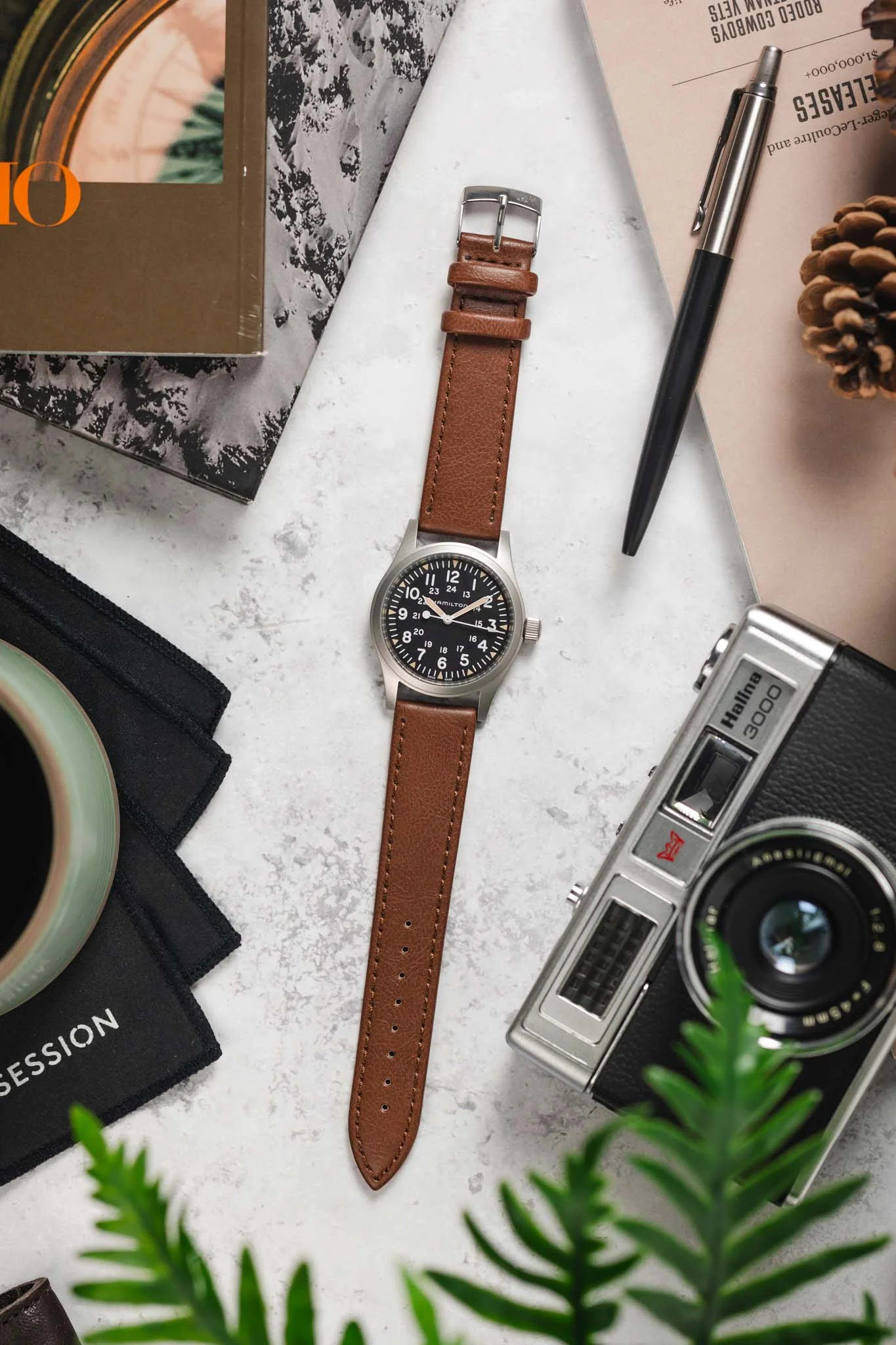 Morellato ABETE Buffalo-Embossed Vegan Leather Watch Strap in GOLD BROWN - Image 8