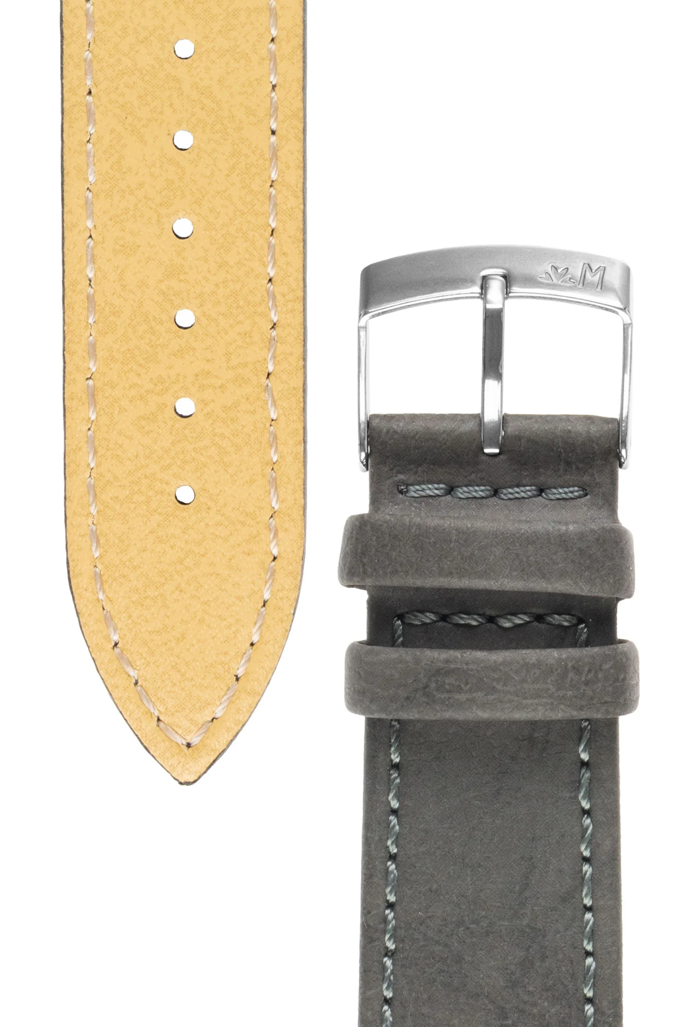 Morellato ABETE Buffalo-Embossed Vegan Leather Watch Strap in GREY - Image 4