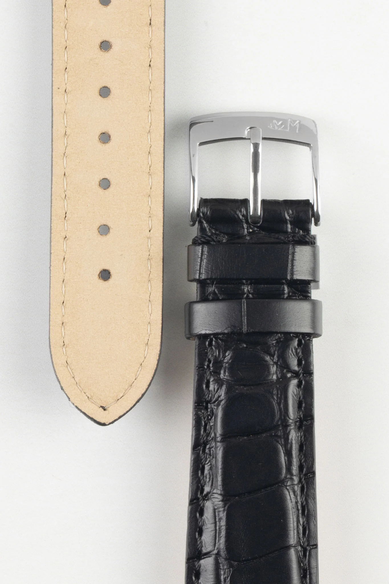 Morellato AMADEUS Genuine Alligator Watch Strap in BLACK - Image 3