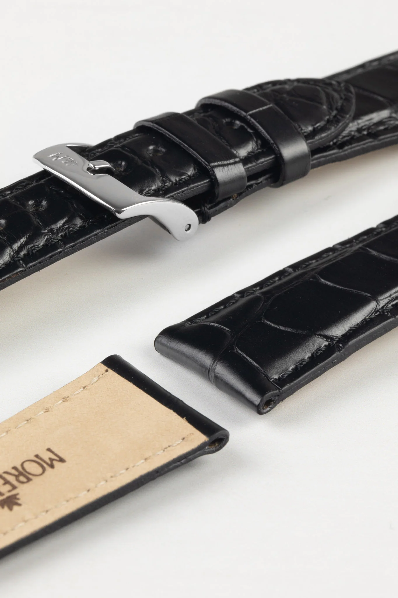 Morellato AMADEUS Genuine Alligator Watch Strap in BLACK - Image 7