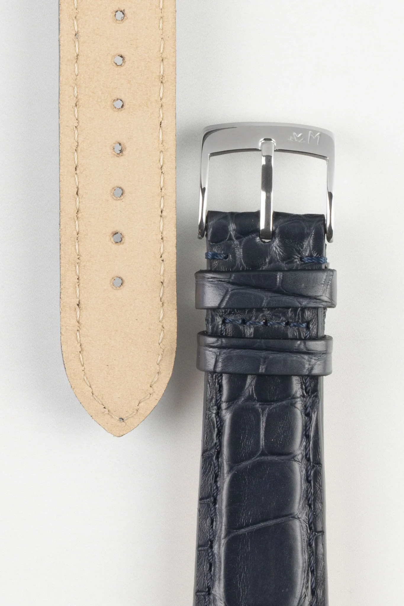 Morellato AMADEUS Genuine Alligator Watch Strap in DARK BLUE - Image 3