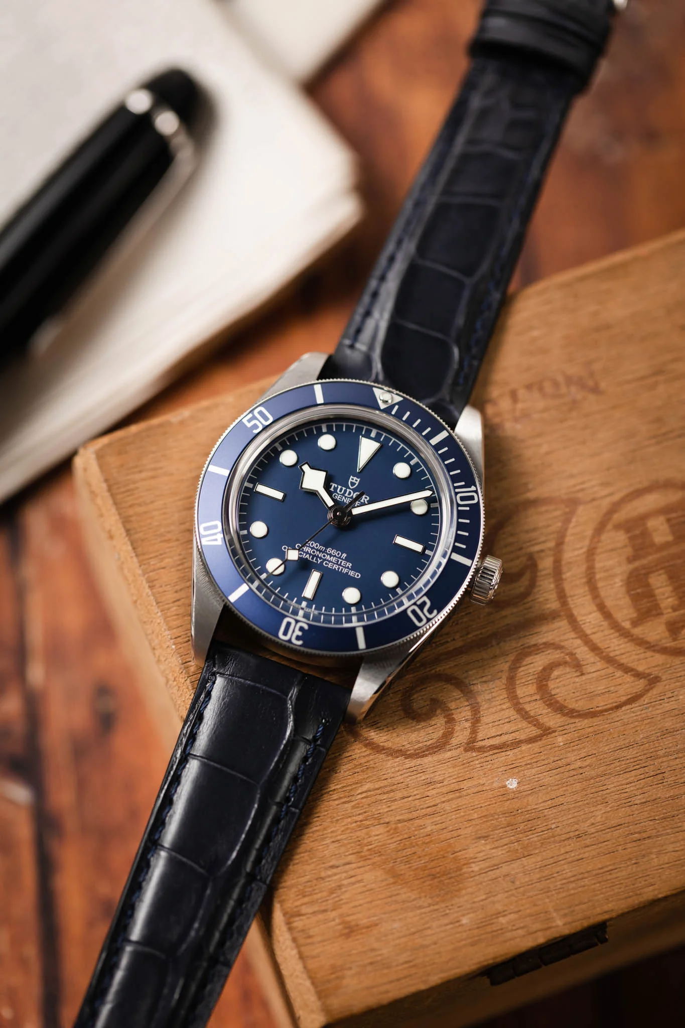 Morellato AMADEUS Genuine Alligator Watch Strap in DARK BLUE - Image 5