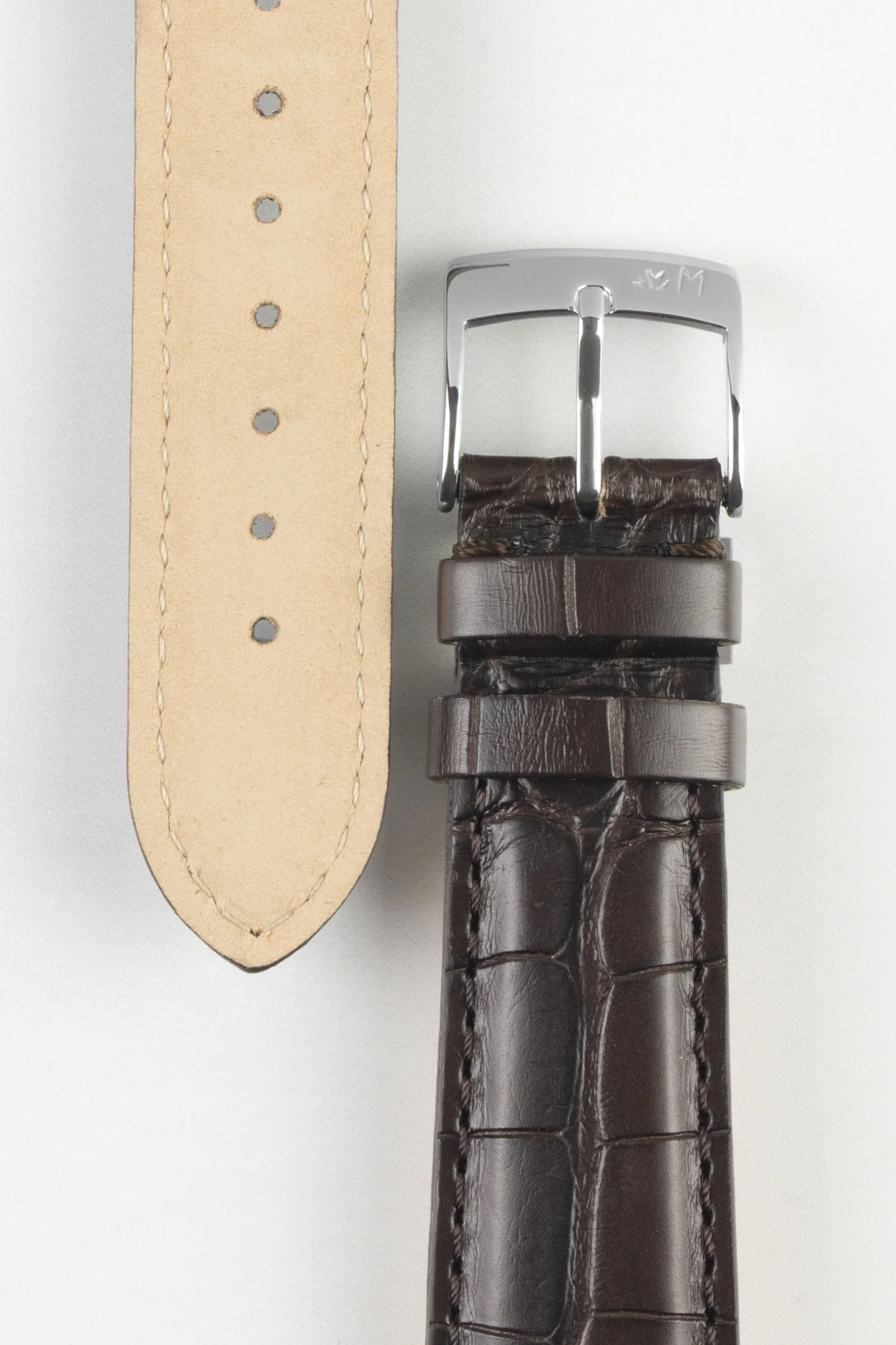 Morellato AMADEUS Genuine Alligator Watch Strap in DARK BROWN - Image 3