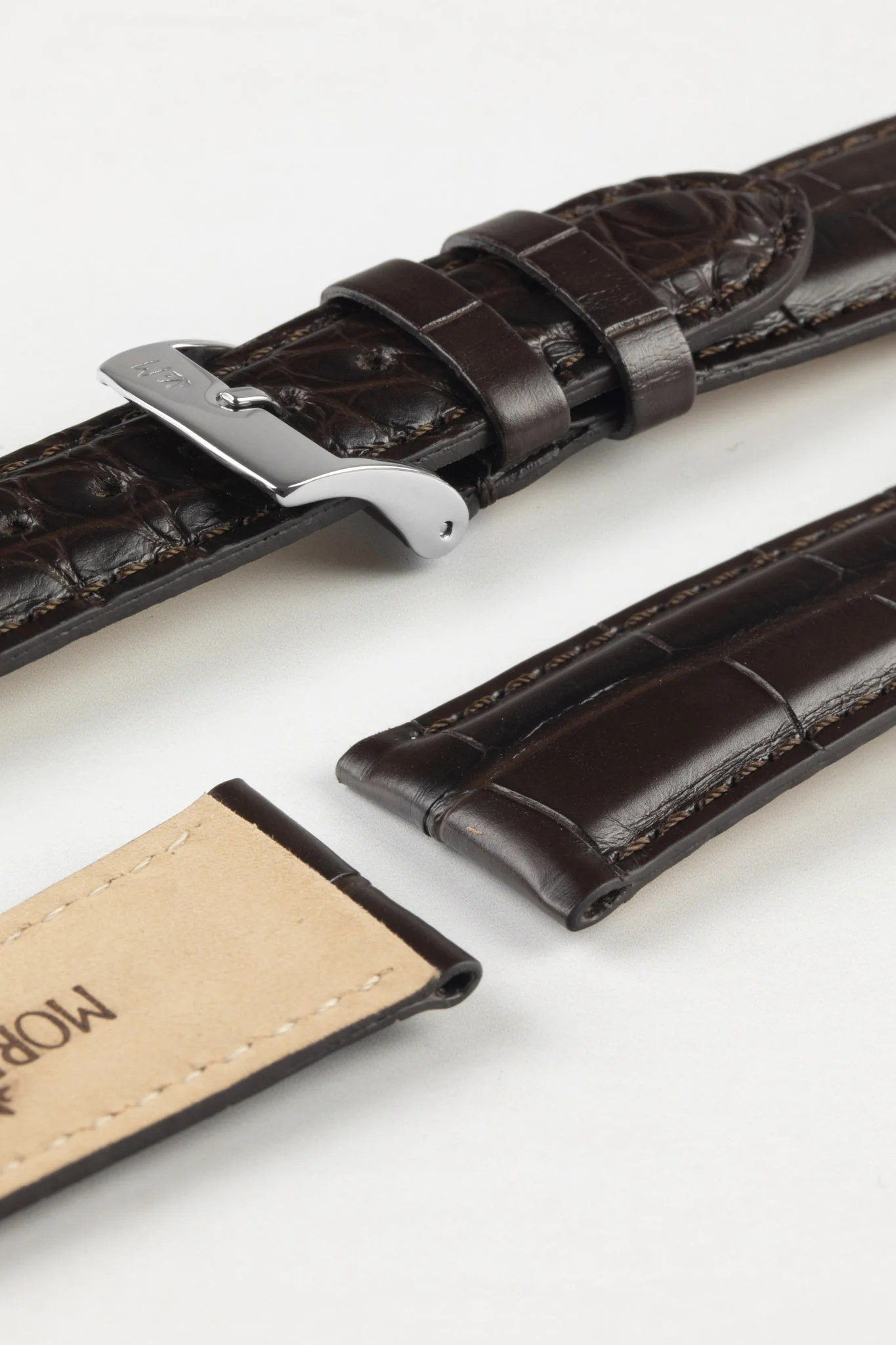 Morellato AMADEUS Genuine Alligator Watch Strap in DARK BROWN - Image 6