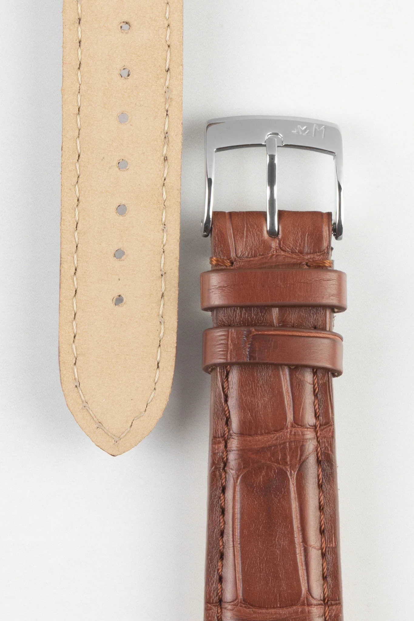 Morellato AMADEUS Genuine Alligator Watch Strap in GOLD BROWN - Image 3