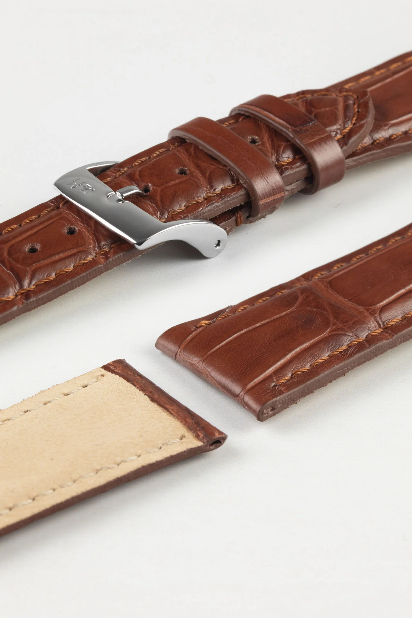 Morellato AMADEUS Genuine Alligator Watch Strap in GOLD BROWN - Image 6